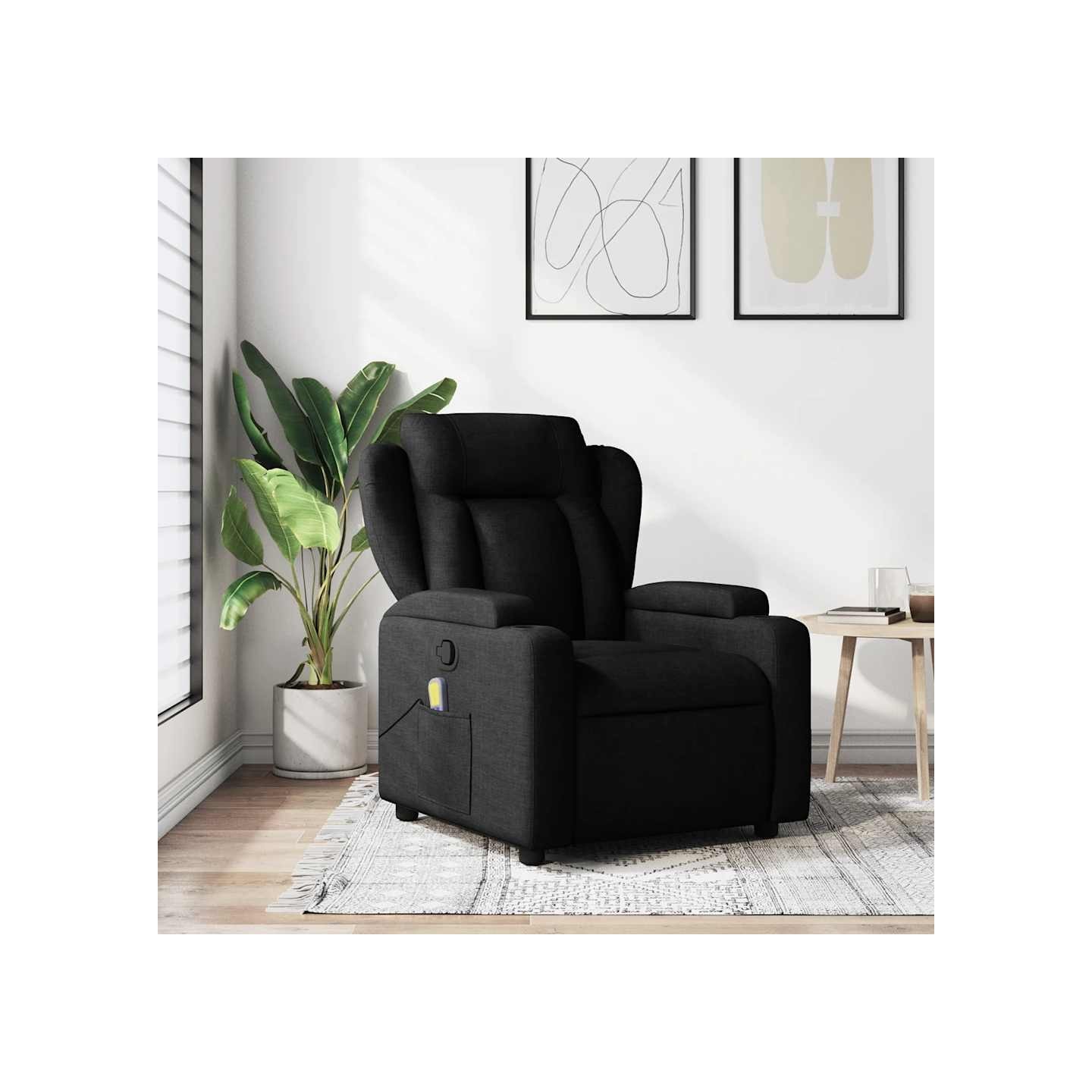 Fauteuil inclinable de massage noir tissu