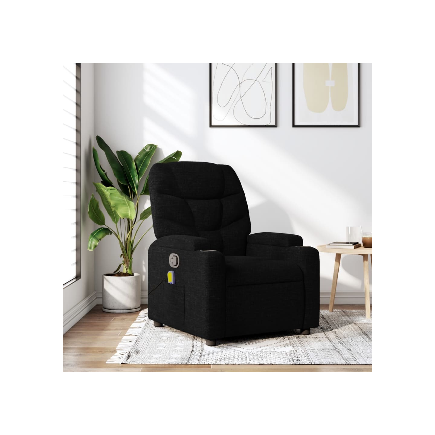 Fauteuil inclinable de massage noir tissu