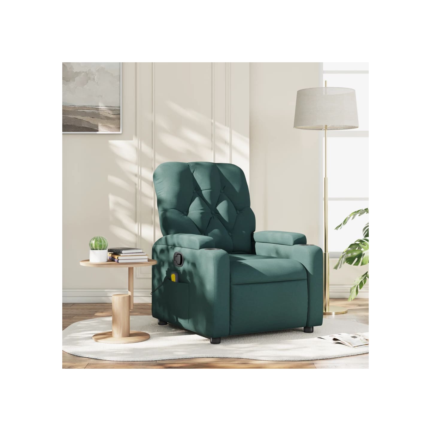Fauteuil inclinable de massage vert foncé tissu