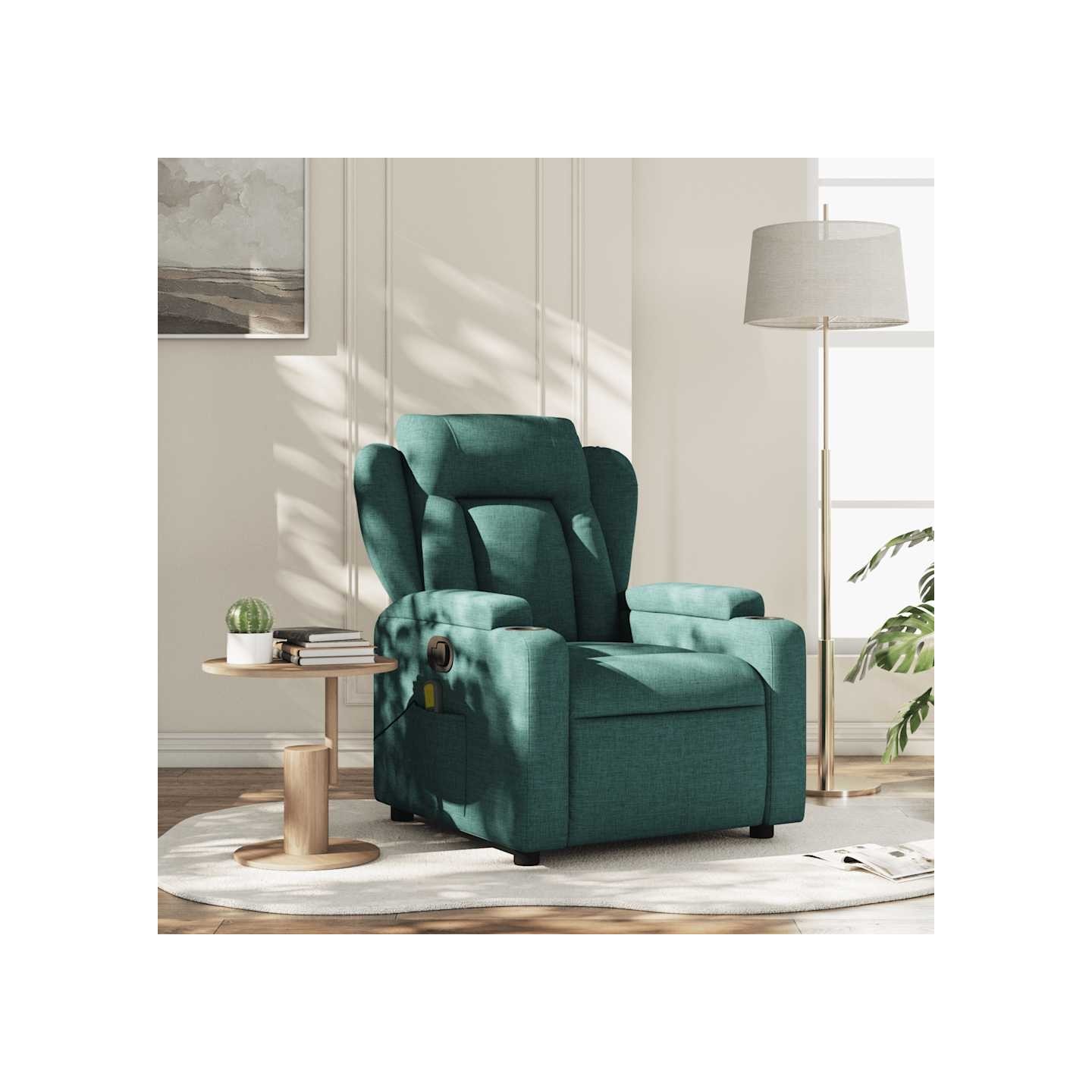 Fauteuil inclinable de massage vert foncé tissu