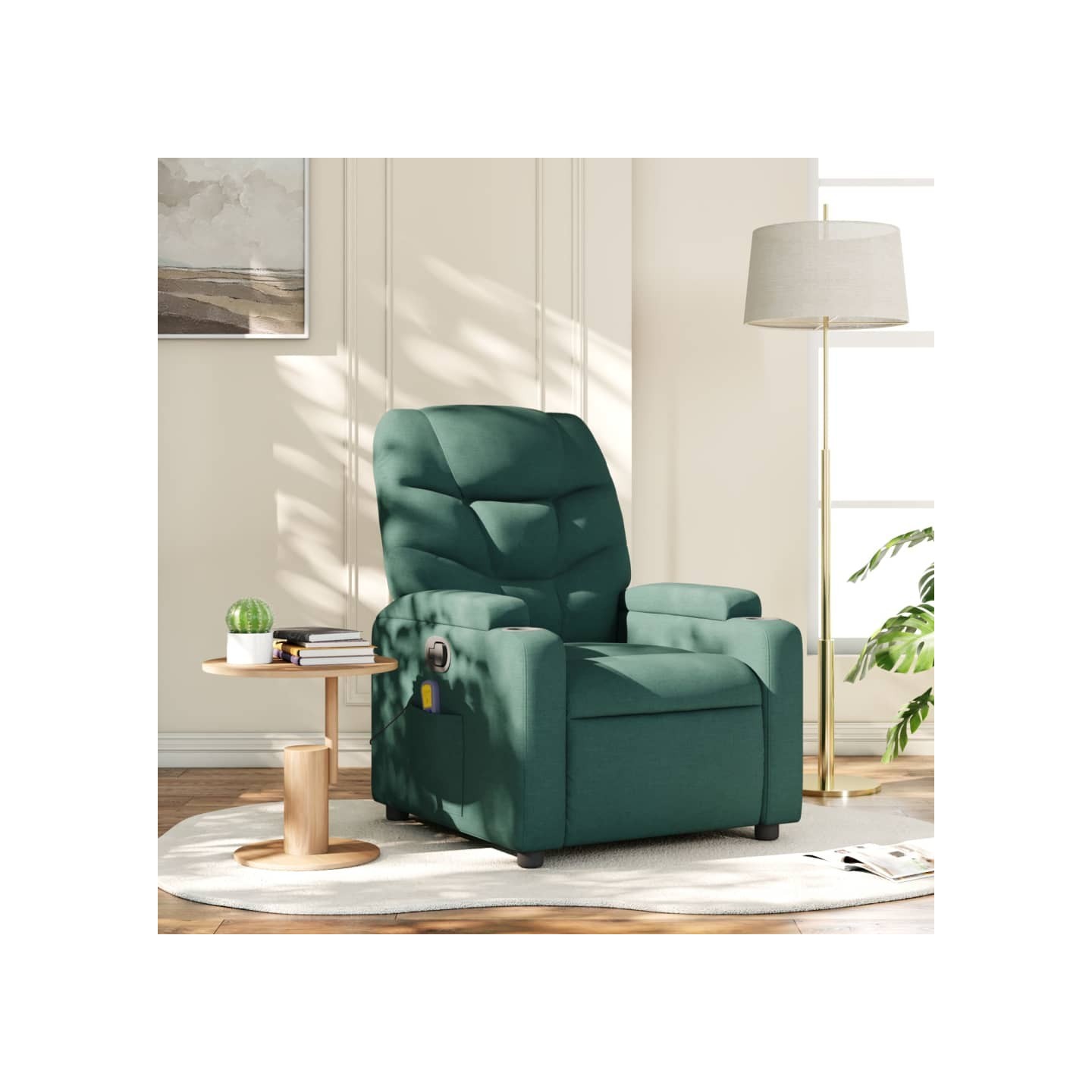 Fauteuil inclinable de massage vert foncé tissu