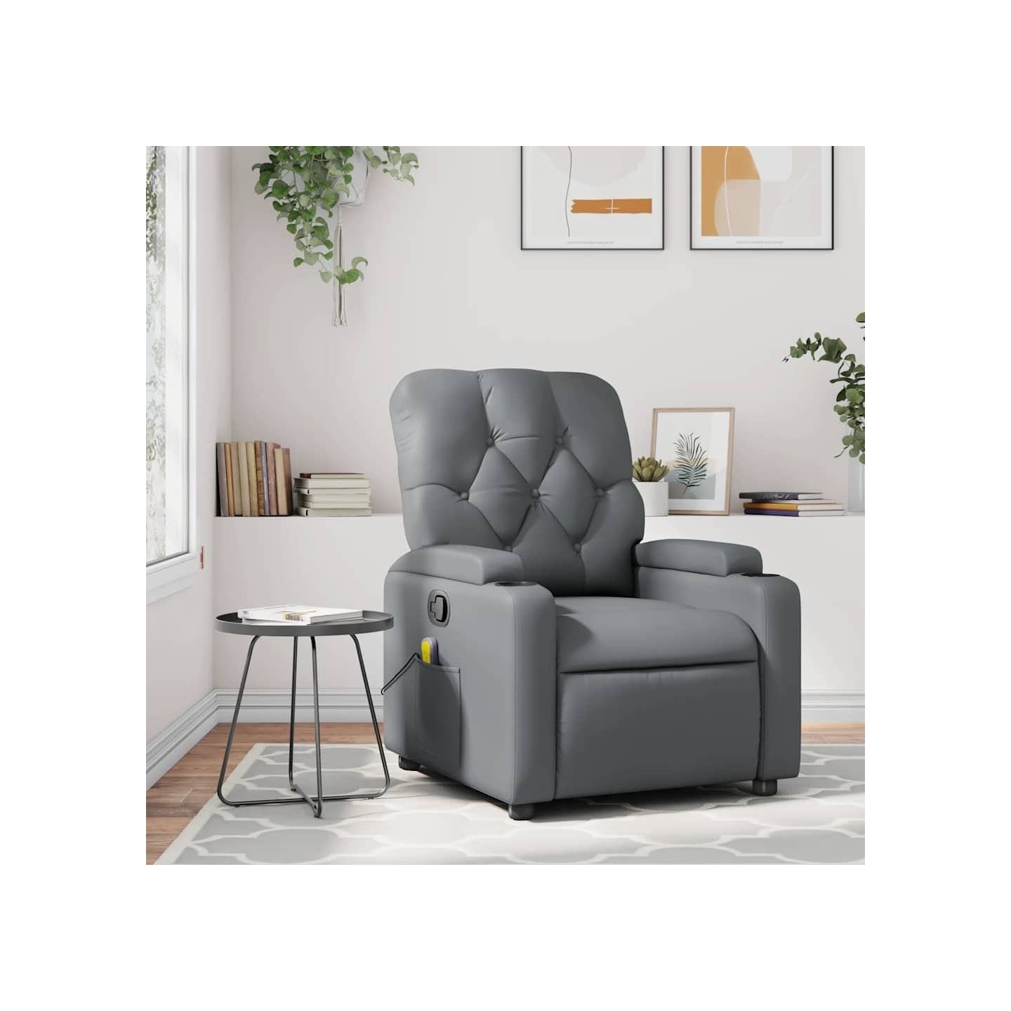 Fauteuil de massage inclinable gris similicuir