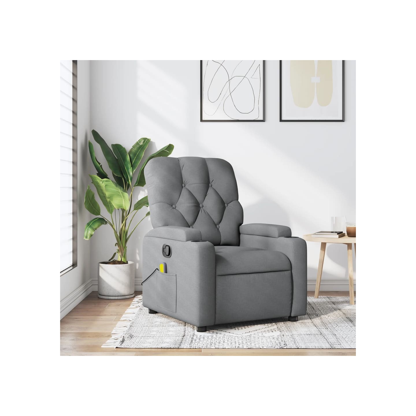 Fauteuil inclinable de massage gris clair tissu
