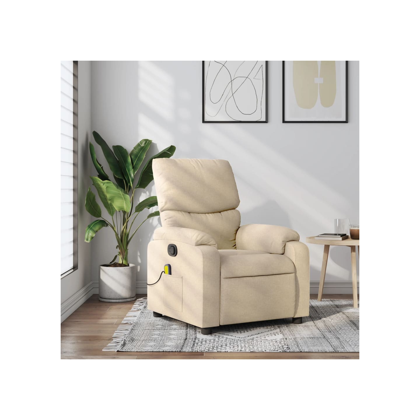 Fauteuil inclinable de massage crème tissu