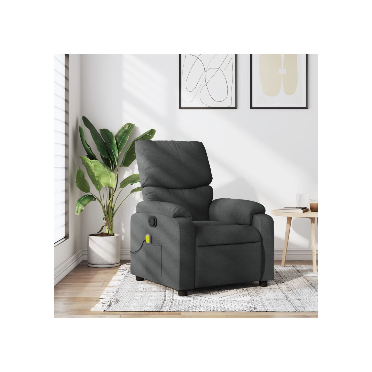 Fauteuil inclinable de massage gris foncé tissu