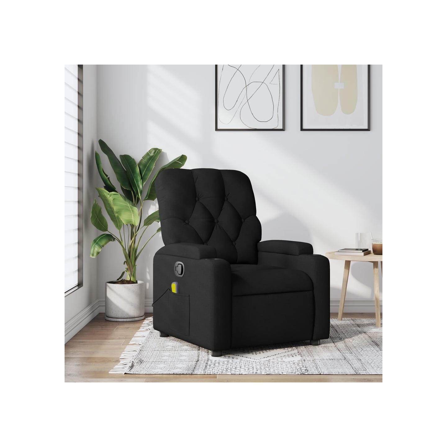Fauteuil inclinable de massage noir tissu