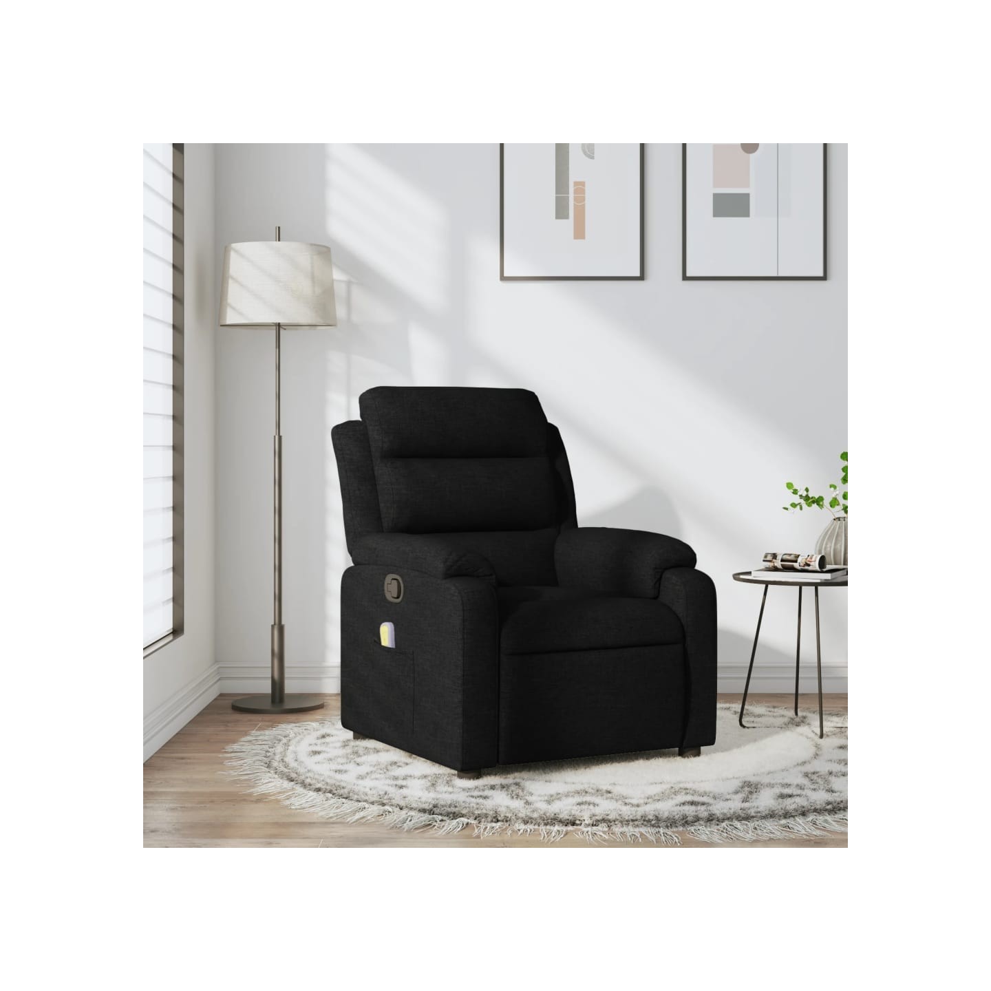 Fauteuil inclinable de massage noir tissu