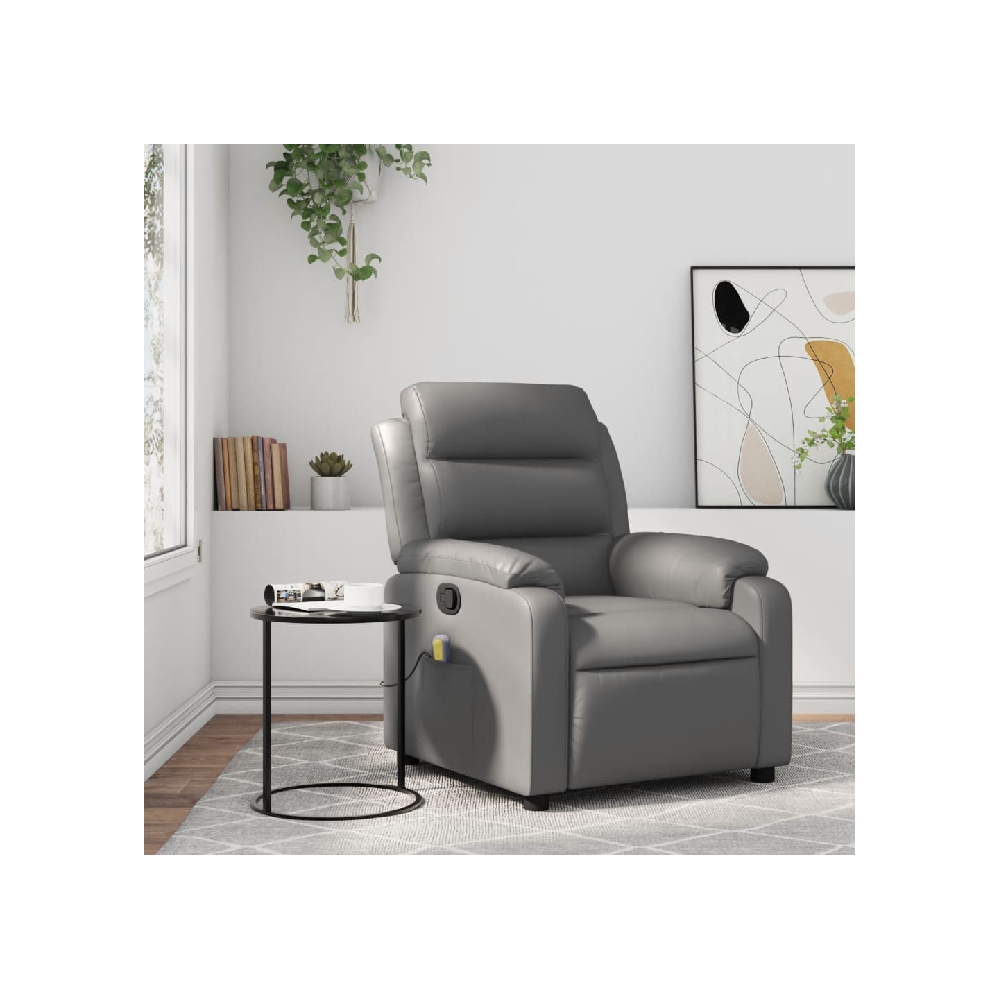 Fauteuil de massage inclinable gris similicuir