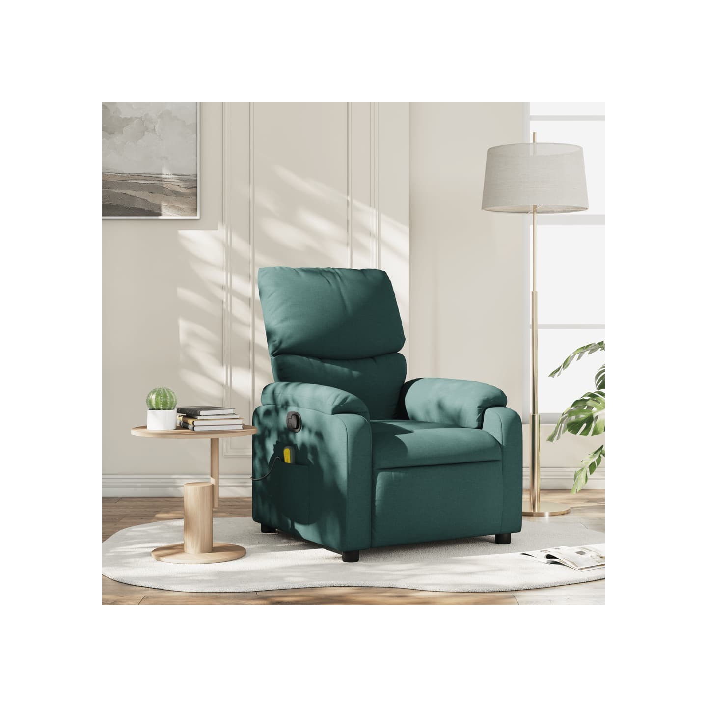Fauteuil inclinable de massage vert foncé tissu