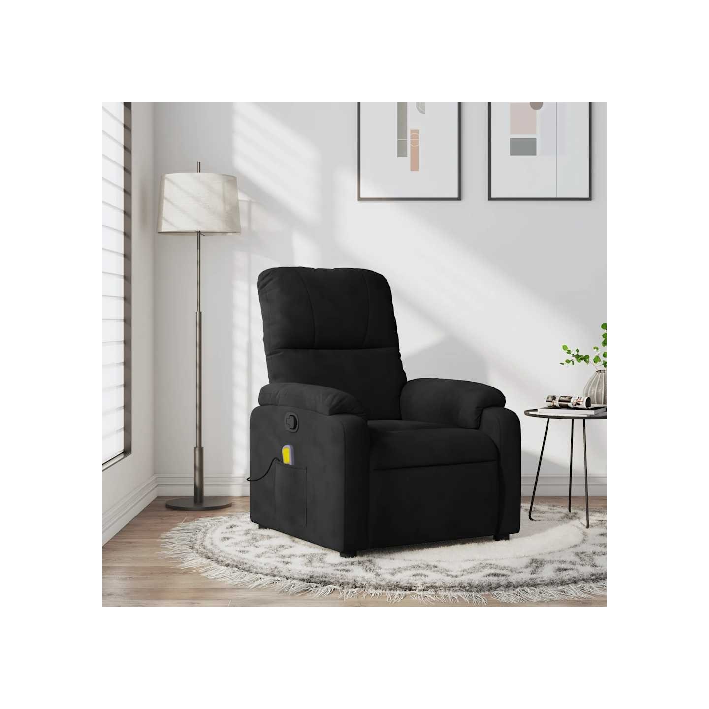 Fauteuil inclinable de massage noir tissu microfibre