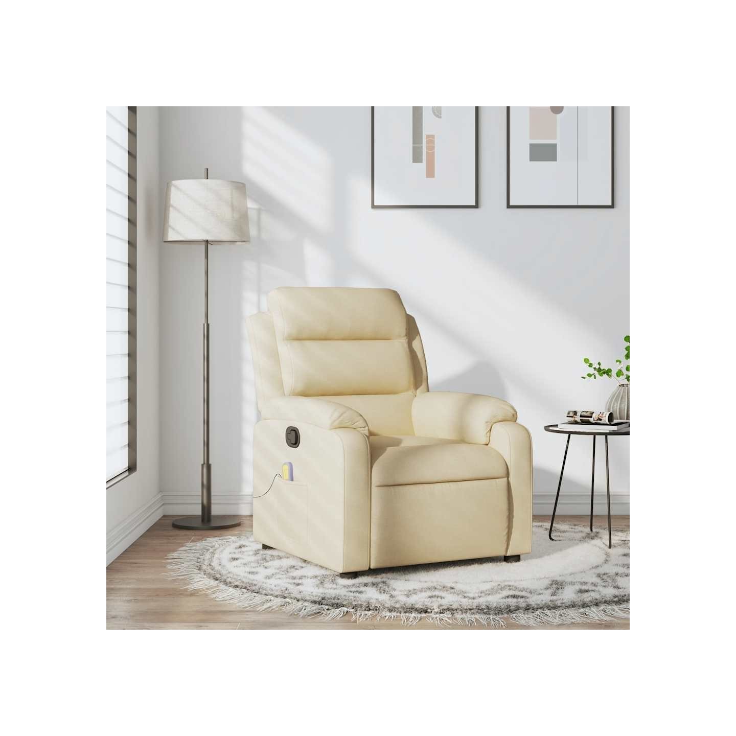 Fauteuil inclinable de massage crème tissu