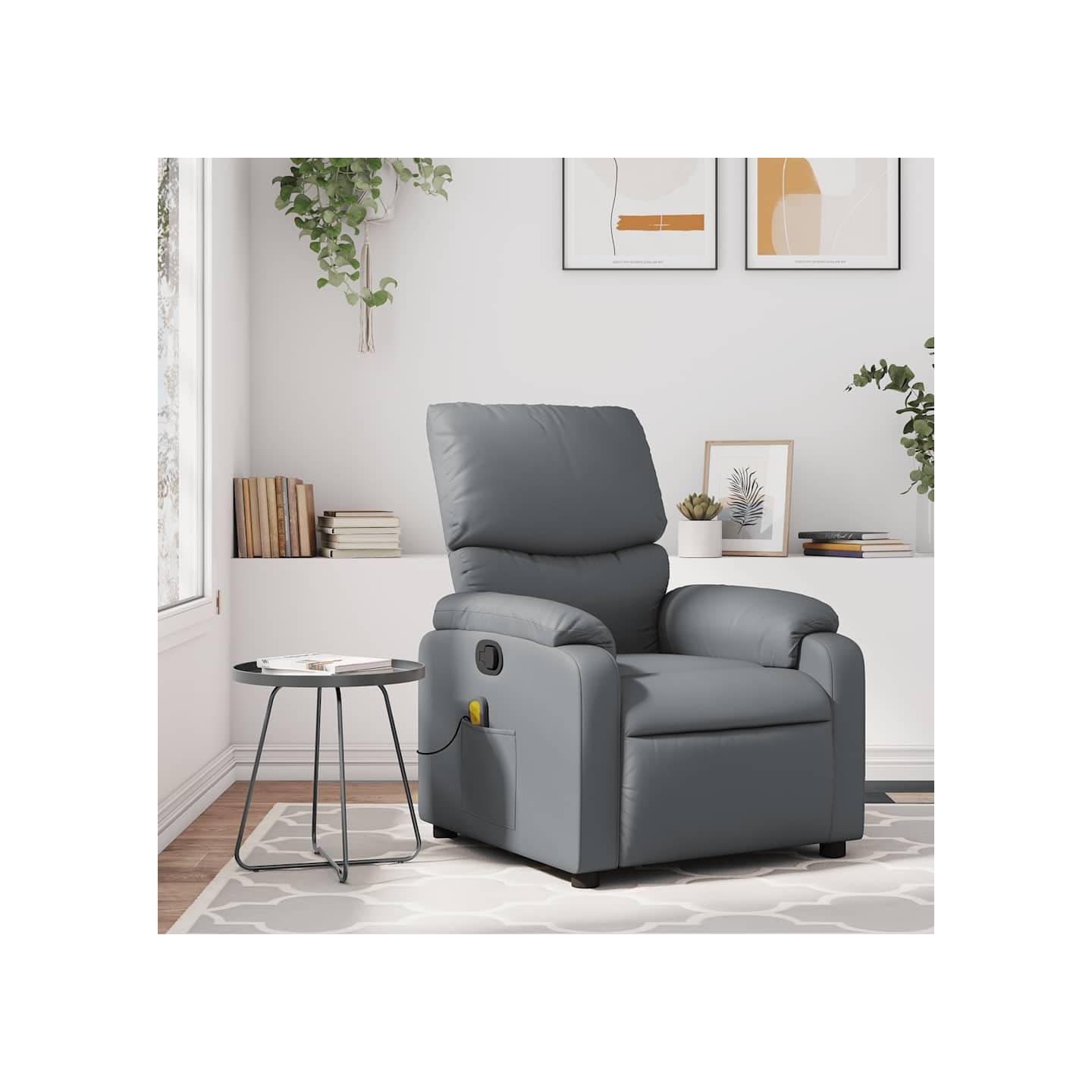 Fauteuil de massage inclinable gris similicuir