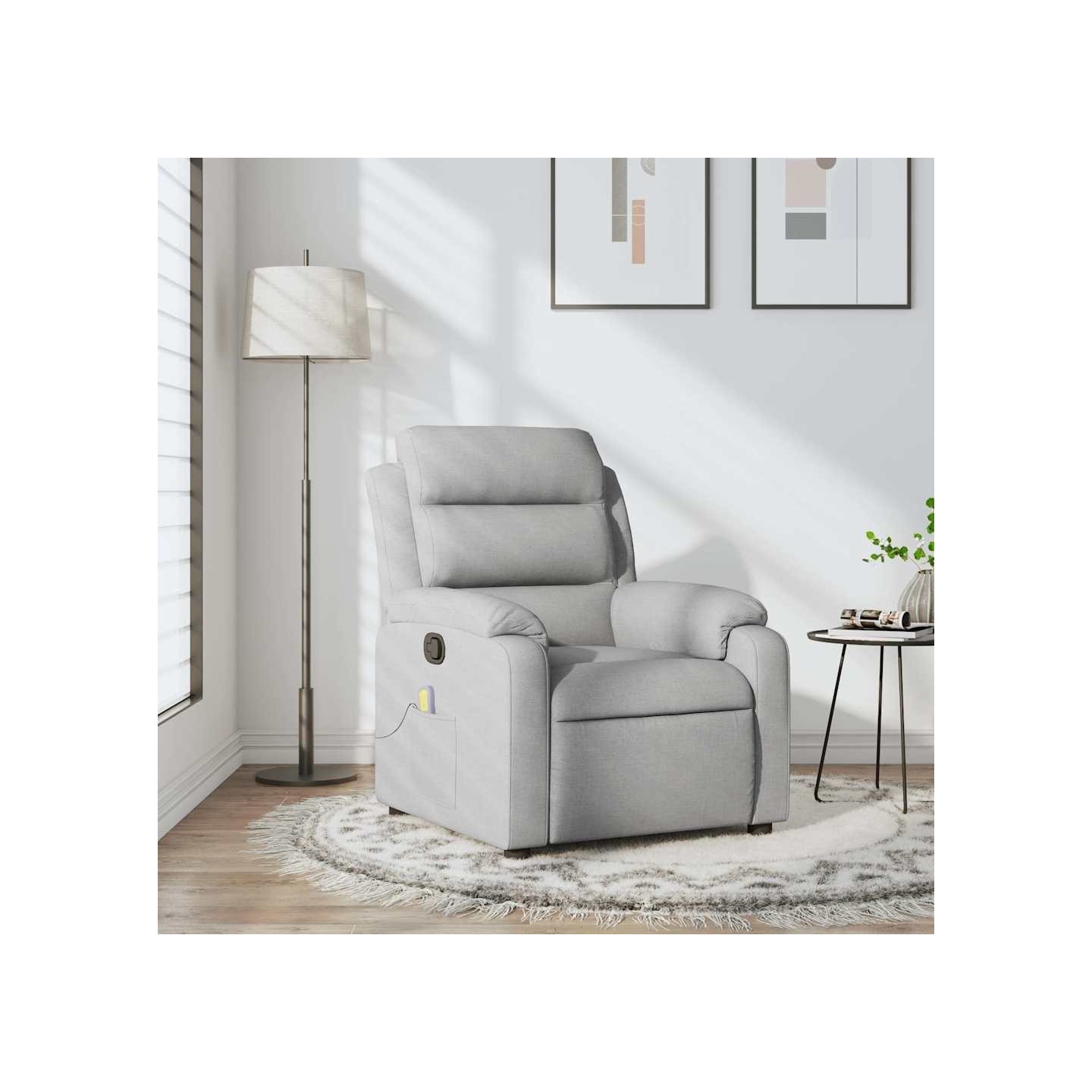 Fauteuil inclinable de massage gris clair tissu