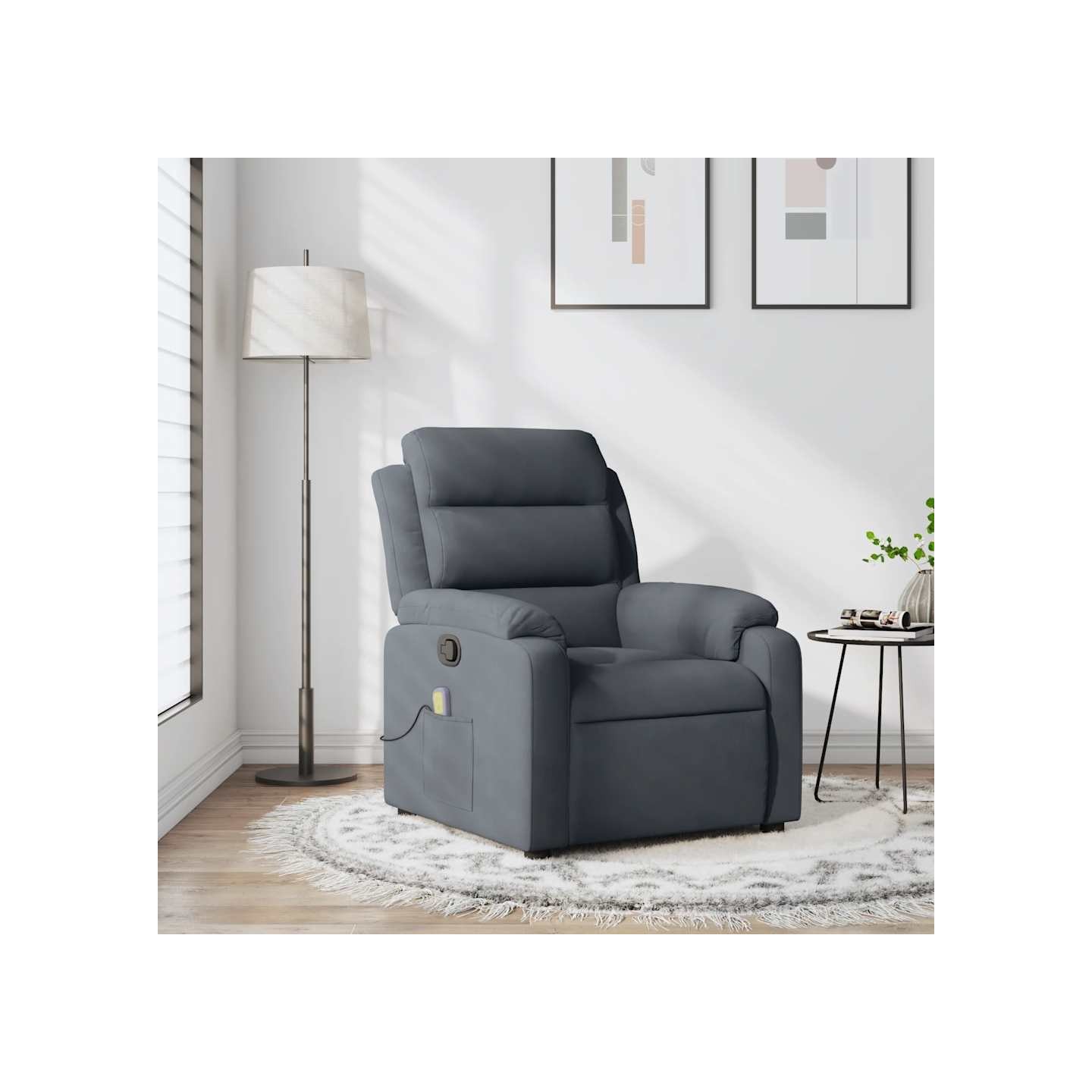 Fauteuil inclinable de massage gris foncé velours