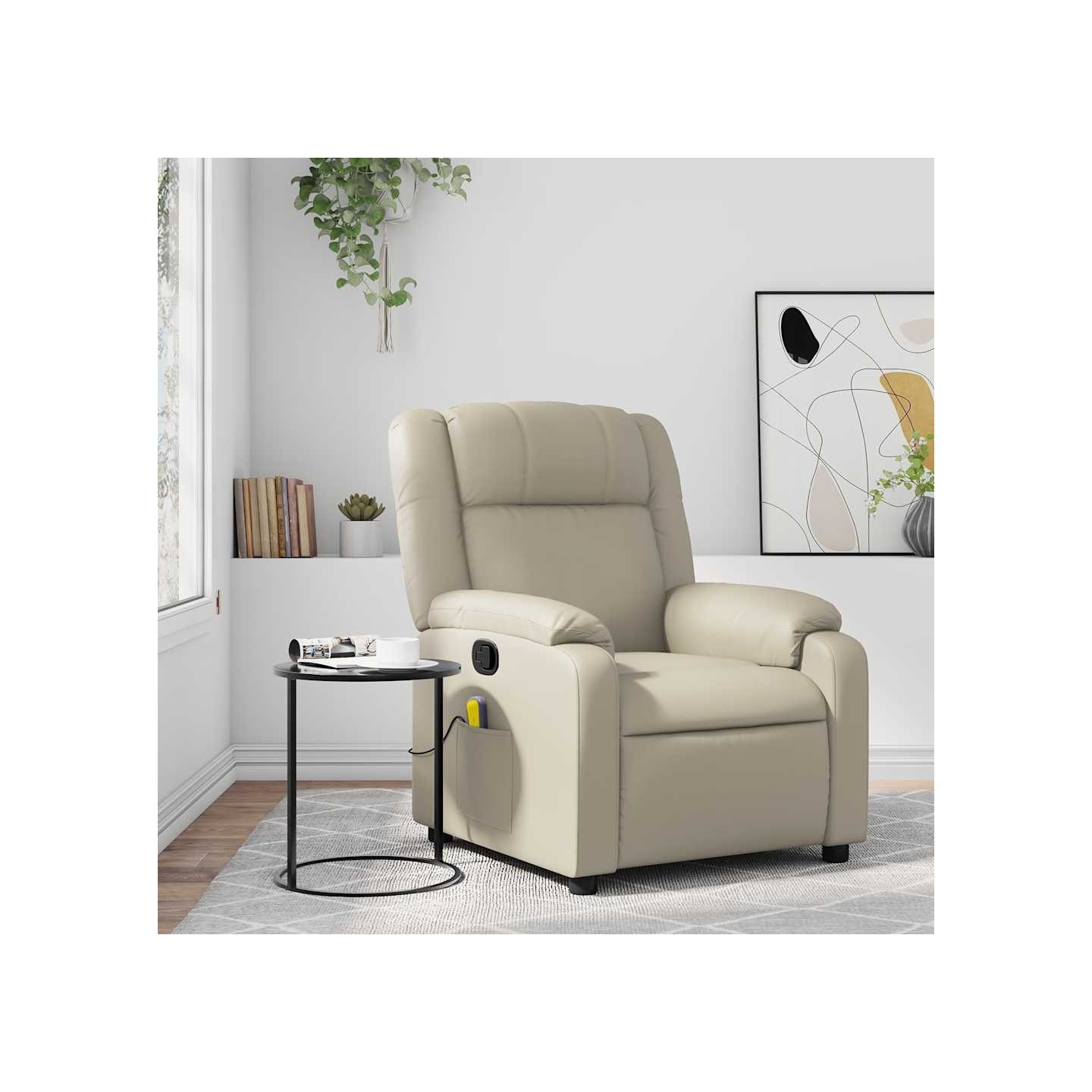 Fauteuil de massage inclinable crème similicuir