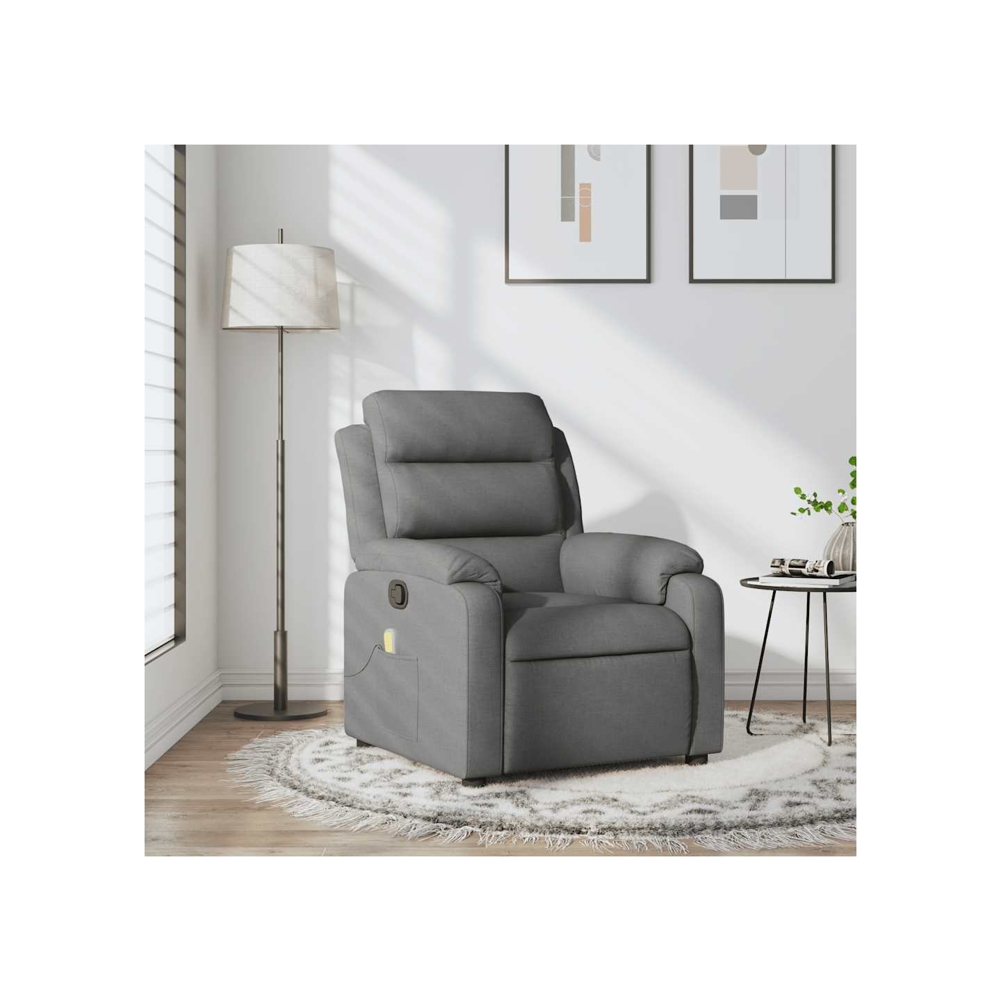 Fauteuil inclinable de massage gris foncé tissu