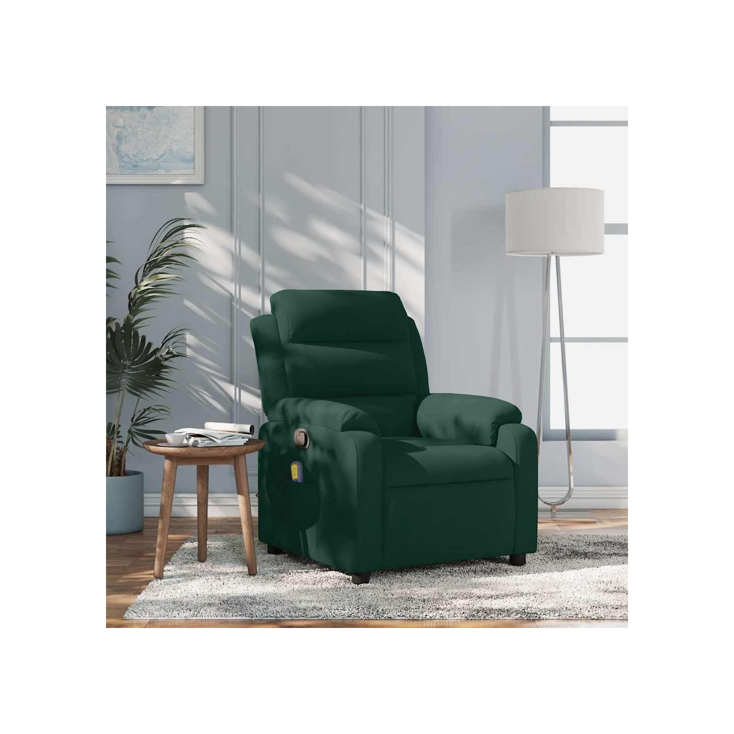 Fauteuil inclinable de massage vert foncé velours