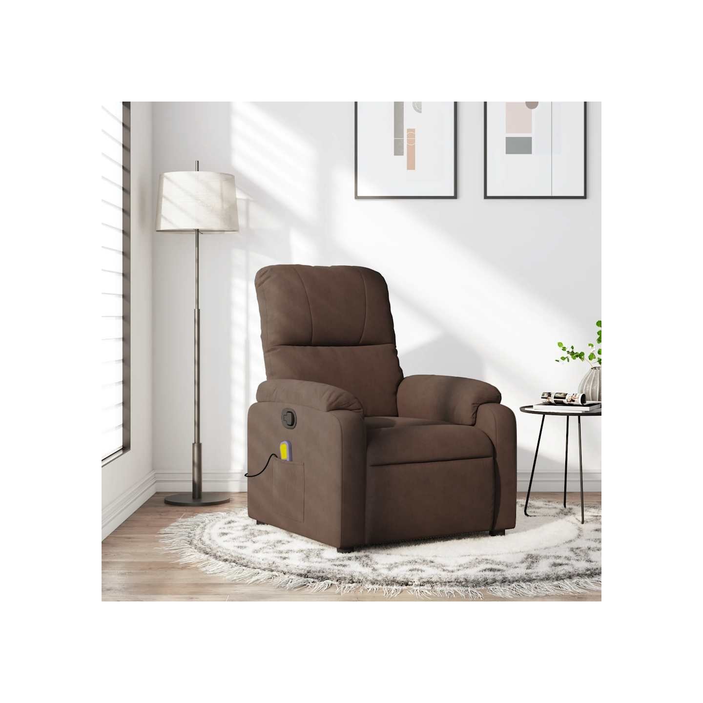 Fauteuil inclinable de massage marron tissu microfibre