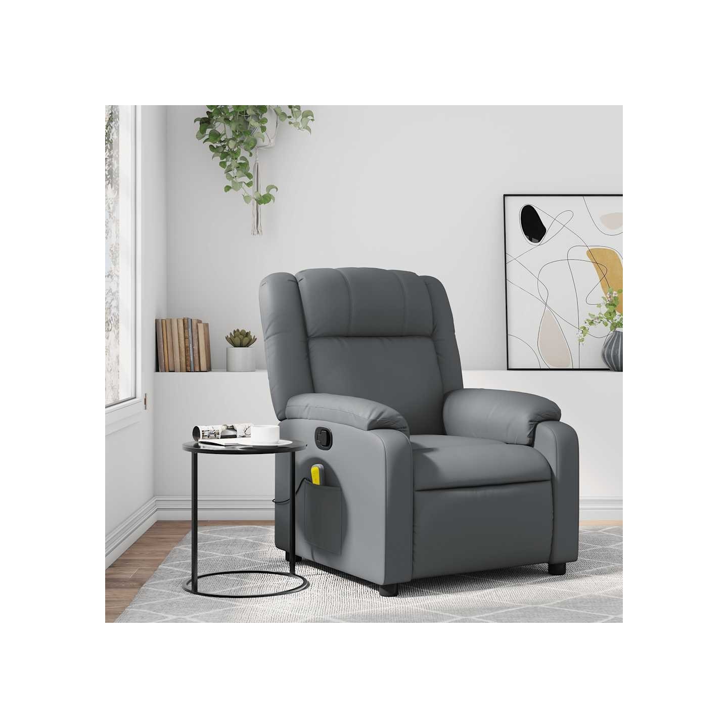 Fauteuil de massage inclinable gris similicuir