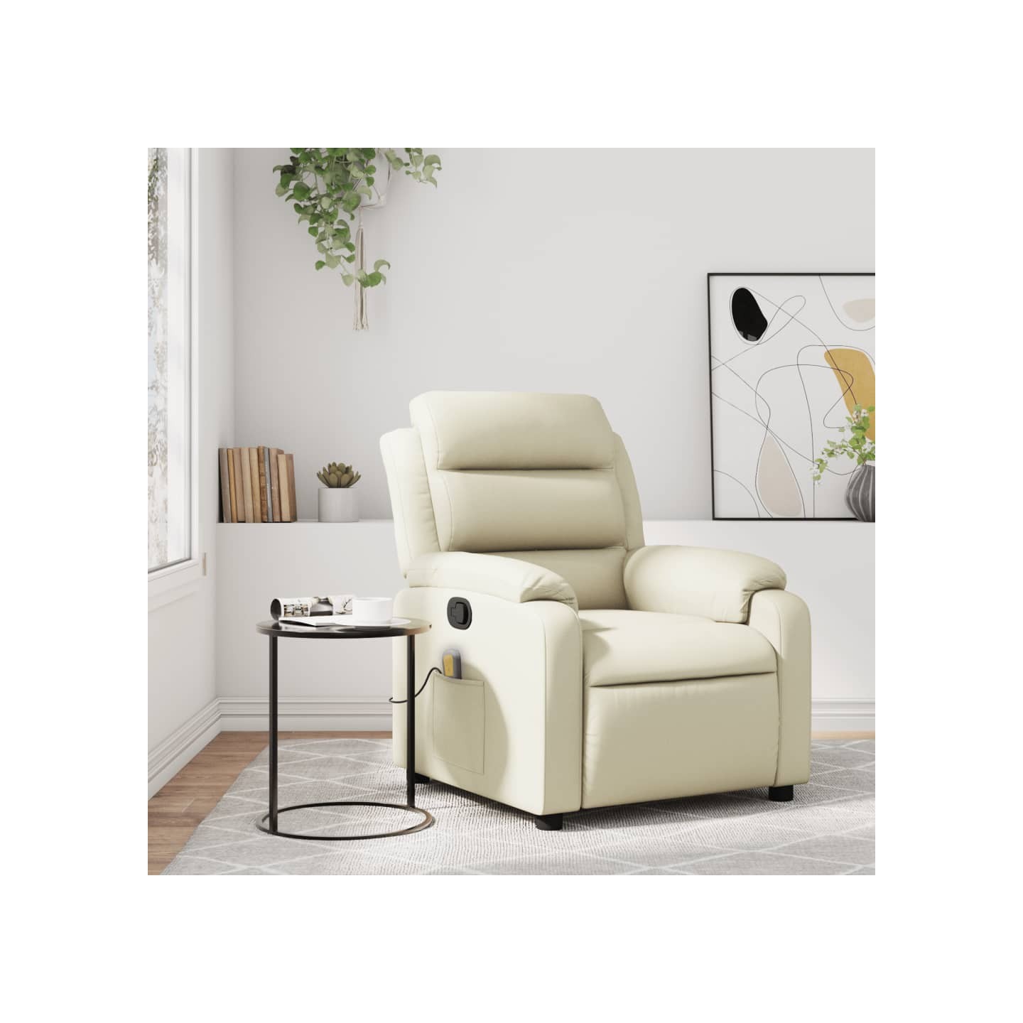 Fauteuil de massage inclinable crème similicuir