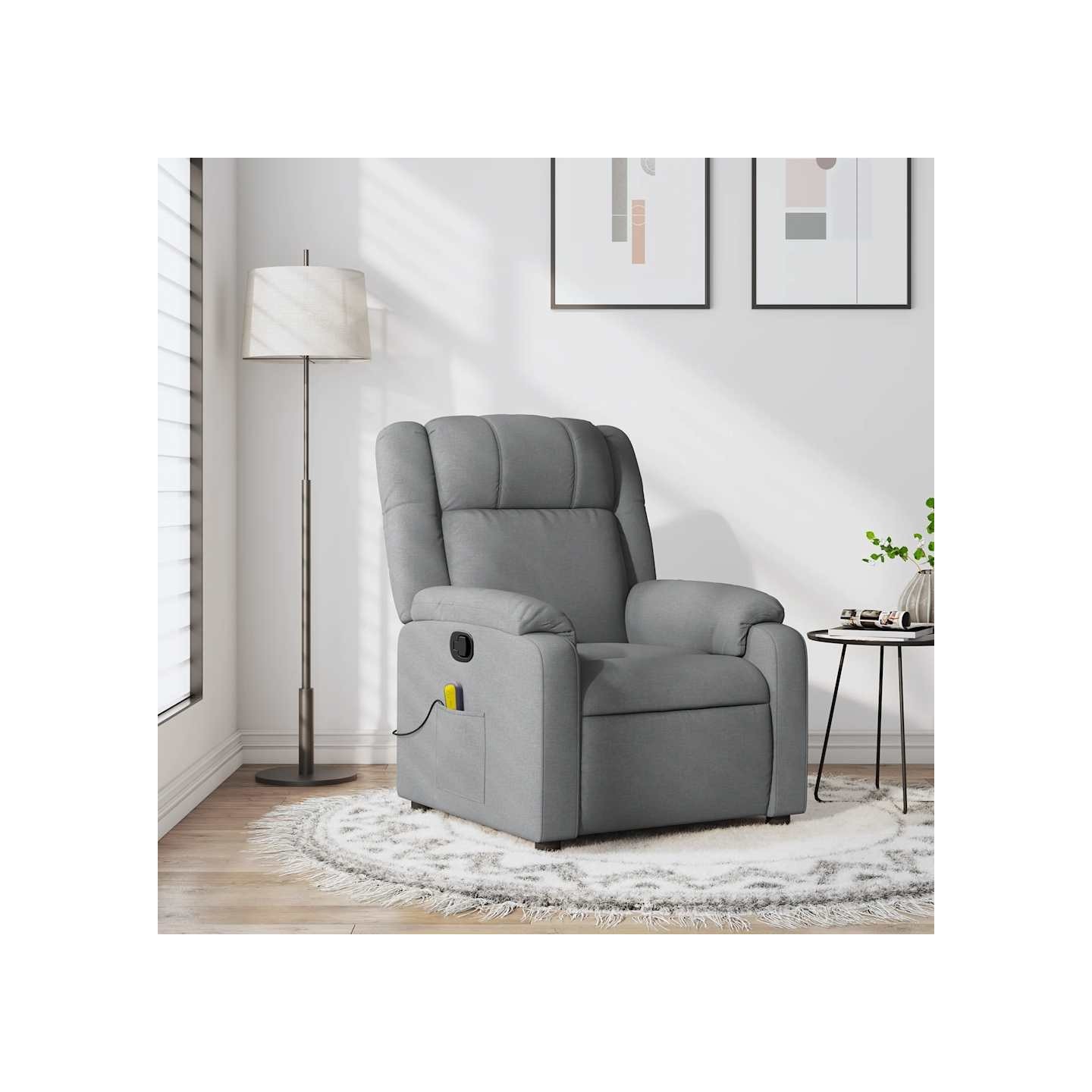 Fauteuil inclinable de massage gris clair tissu