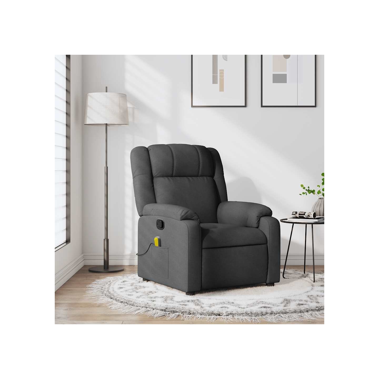 Fauteuil inclinable de massage gris foncé tissu