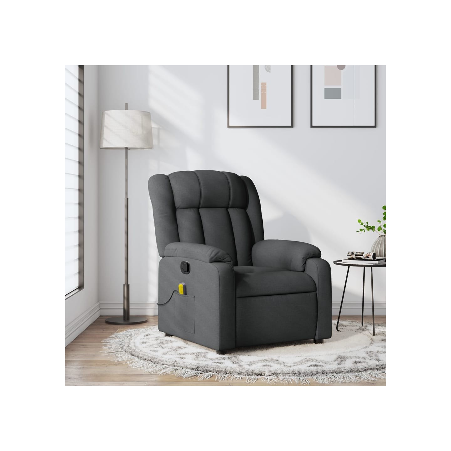 Fauteuil inclinable de massage gris foncé tissu