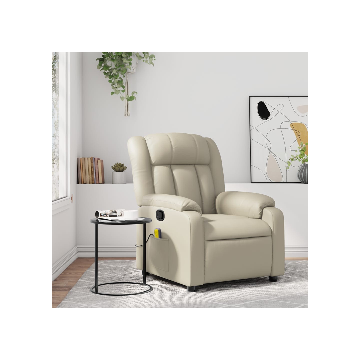 Fauteuil de massage inclinable crème similicuir