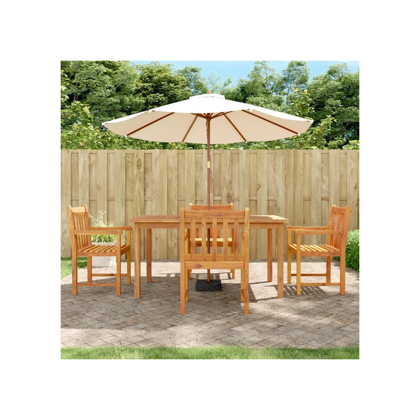 Ensemble à manger de jardin 5 pcs Bois d'acacia solide