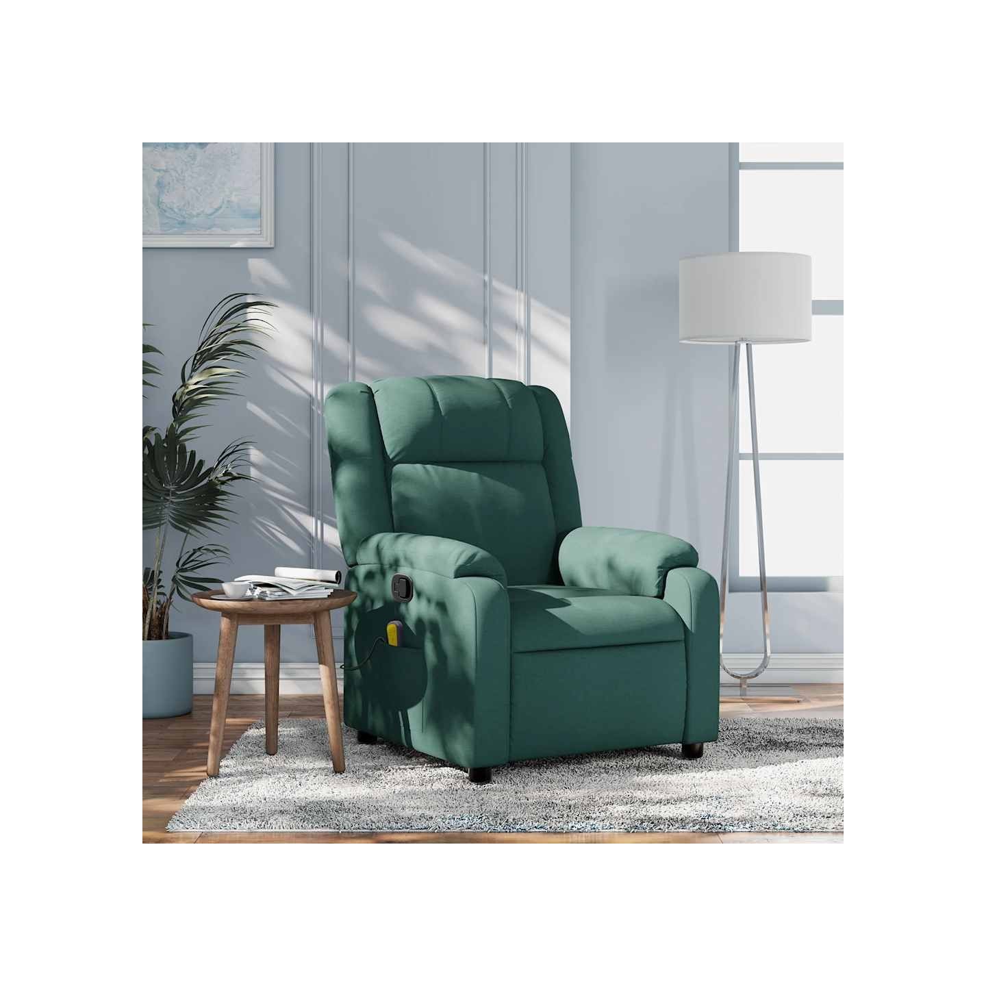 Fauteuil inclinable de massage vert foncé tissu