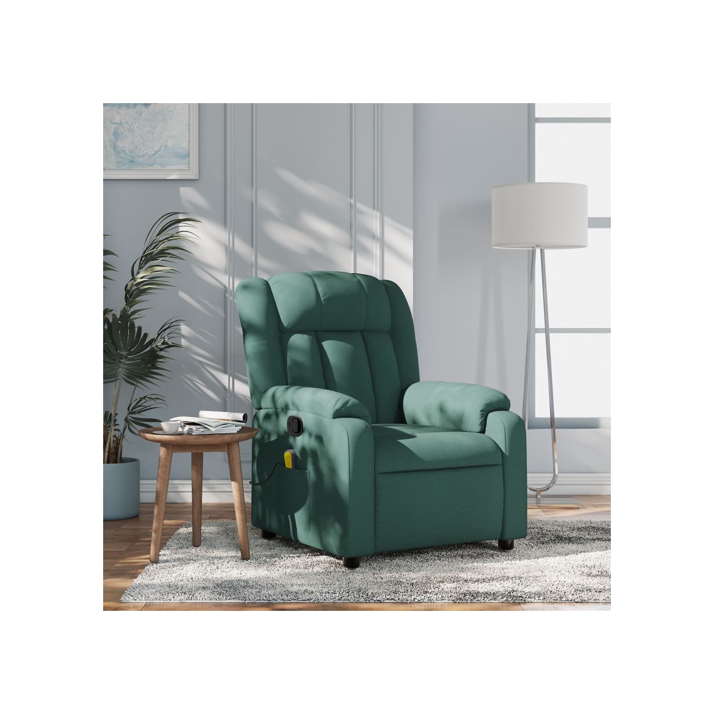 Fauteuil inclinable de massage vert foncé tissu