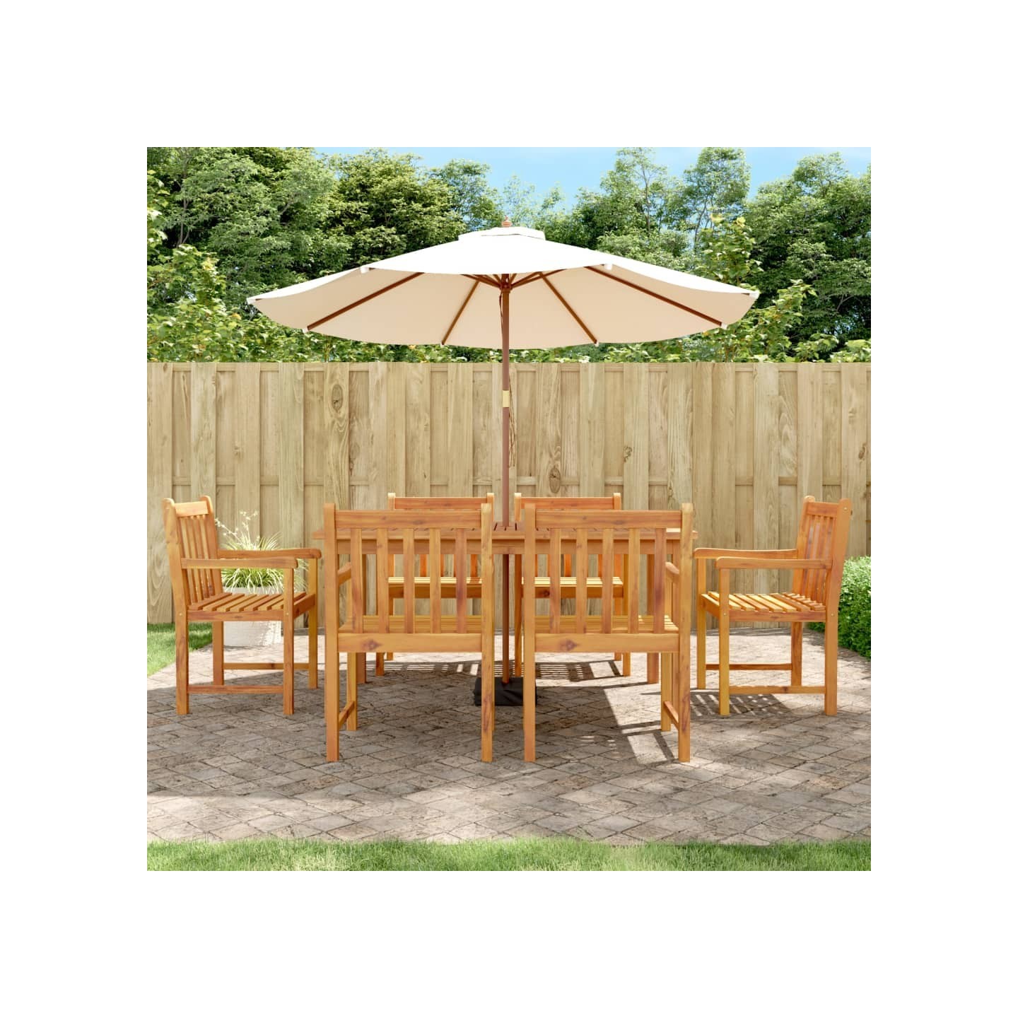 Ensemble à manger de jardin 7 pcs Bois d'acacia solide