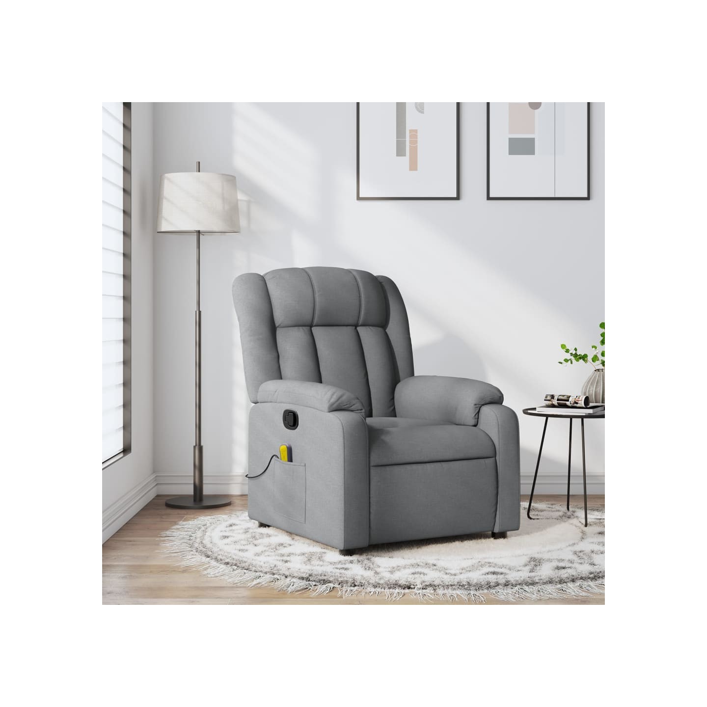 Fauteuil inclinable de massage gris clair tissu