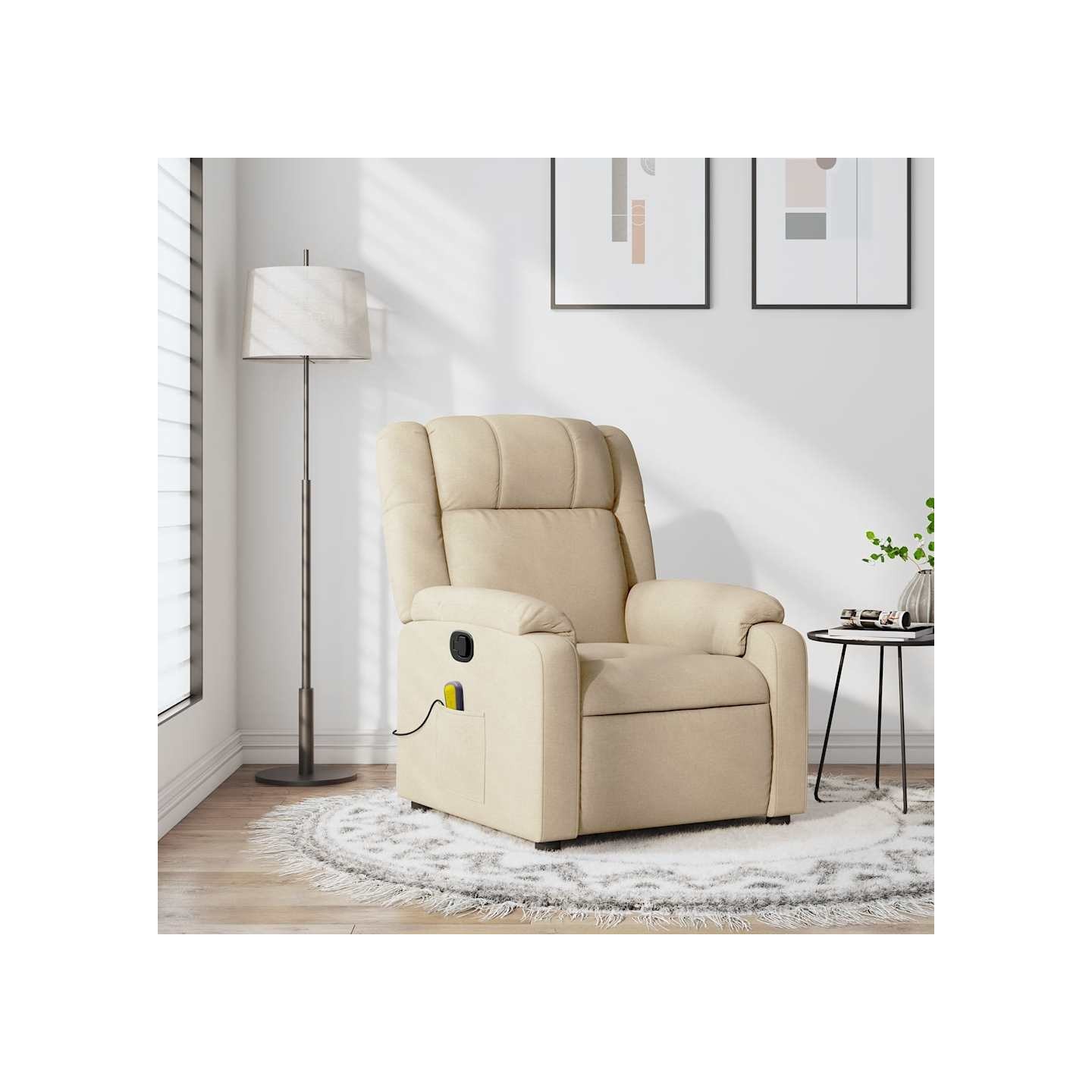 Fauteuil inclinable de massage crème tissu