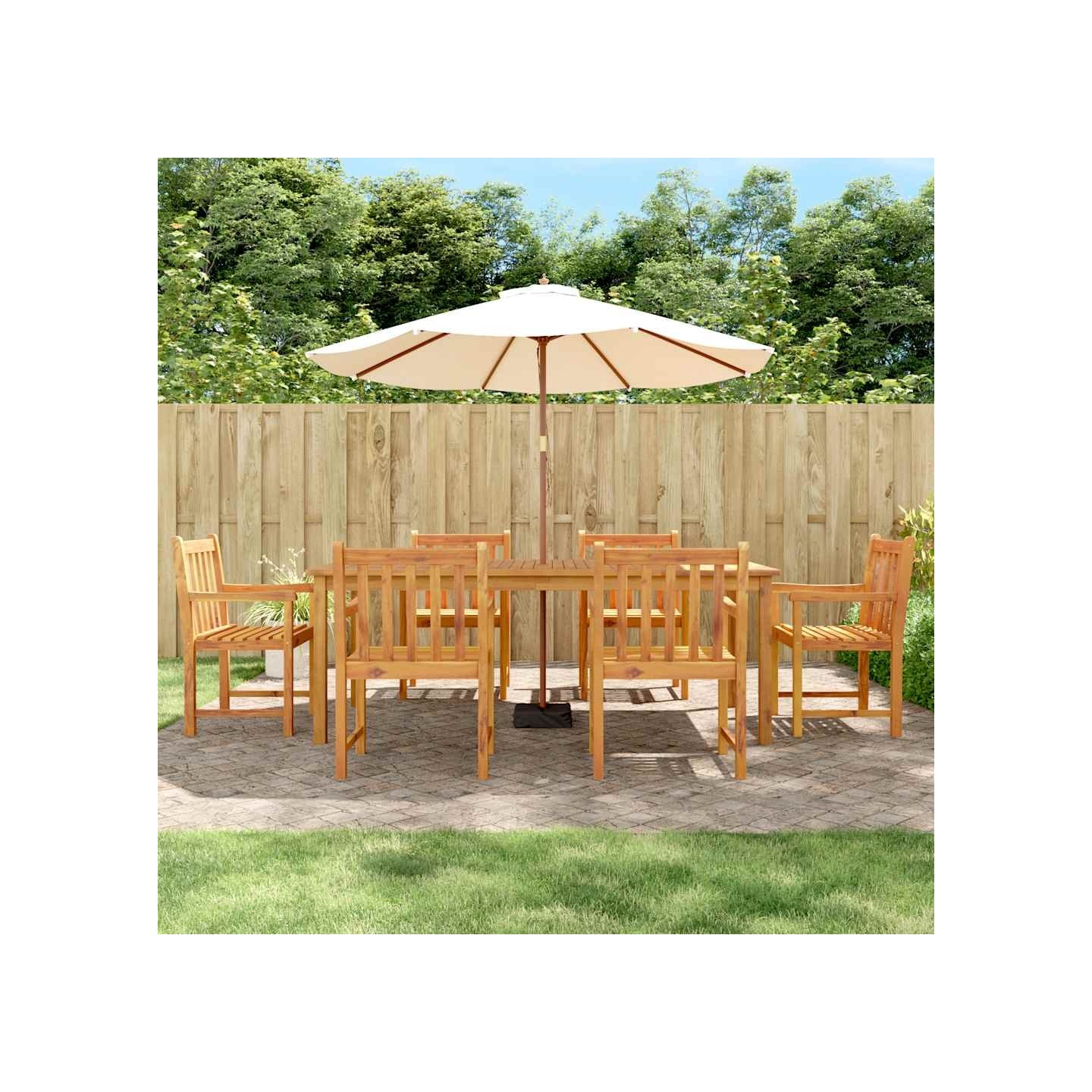 Ensemble à manger de jardin 7 pcs Bois d'acacia solide