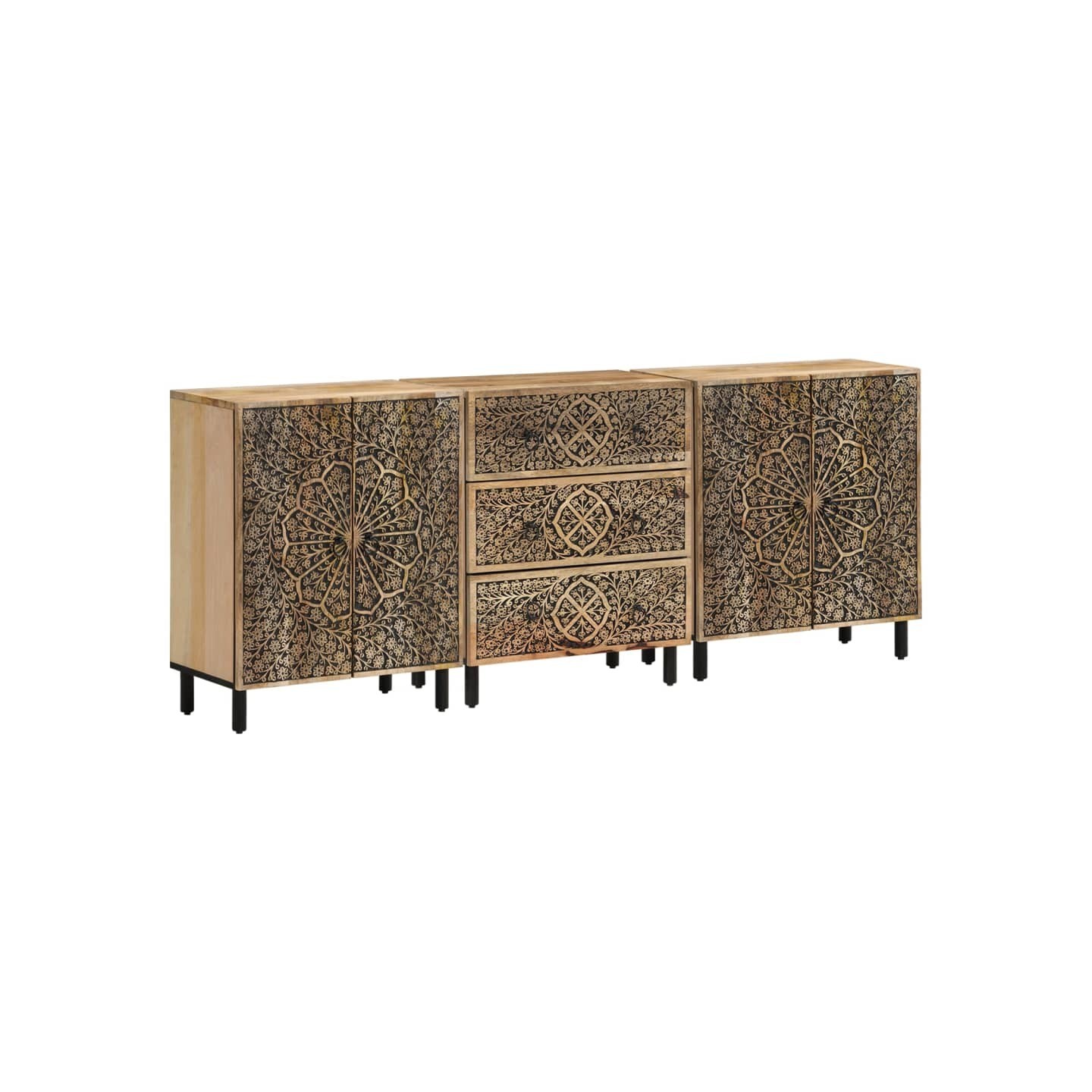 Armoires latérales 3 pcs 60x33x75 cm bois massif de manguier
