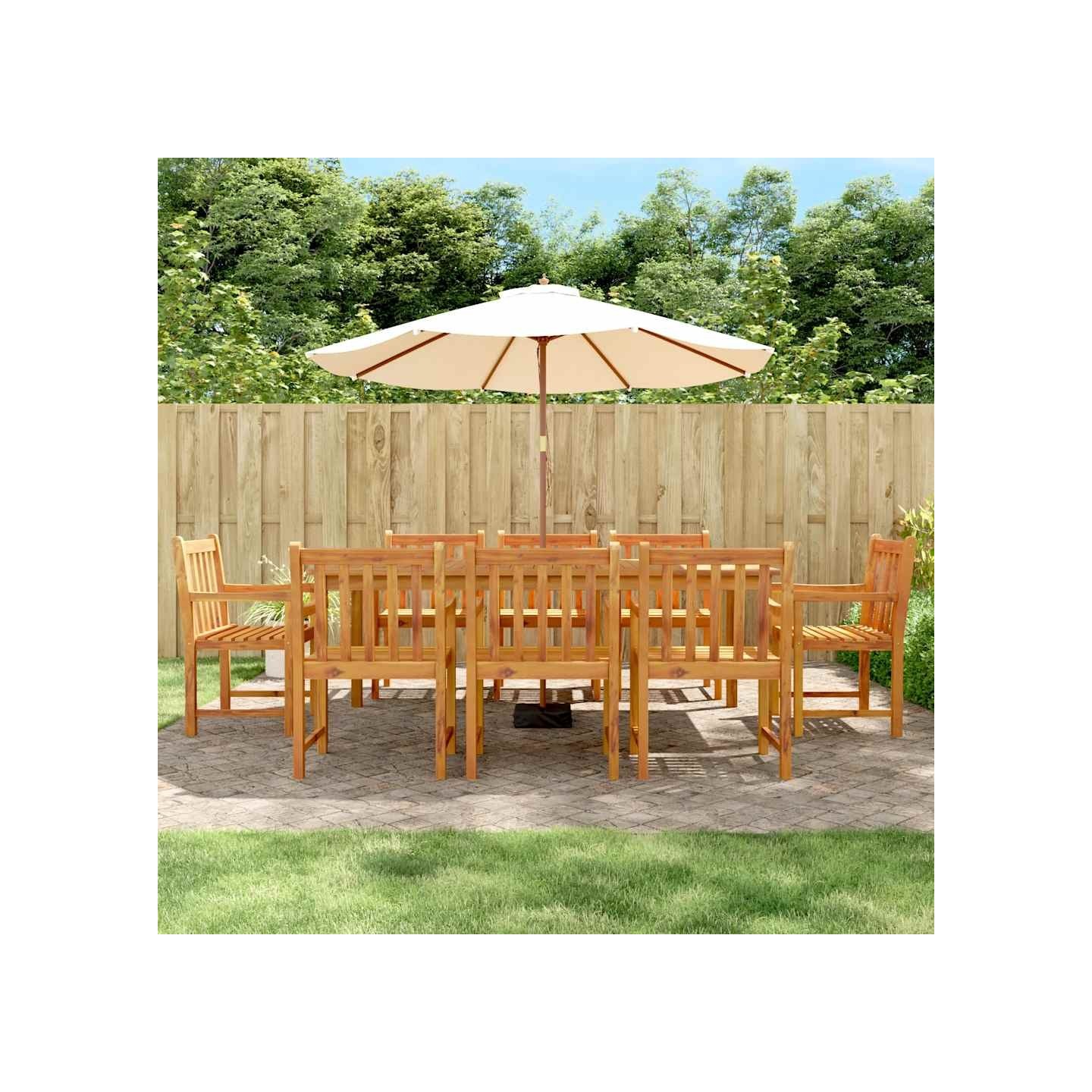 Ensemble à manger de jardin 9 pcs bois d'acacia solide