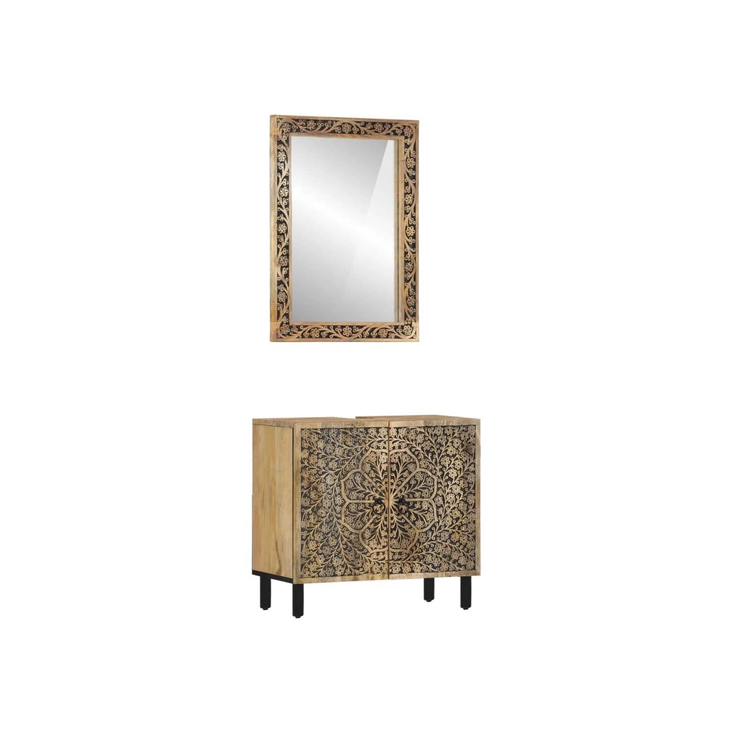 Ensemble de meubles salle de bain 2 pcs bois de manguier massif