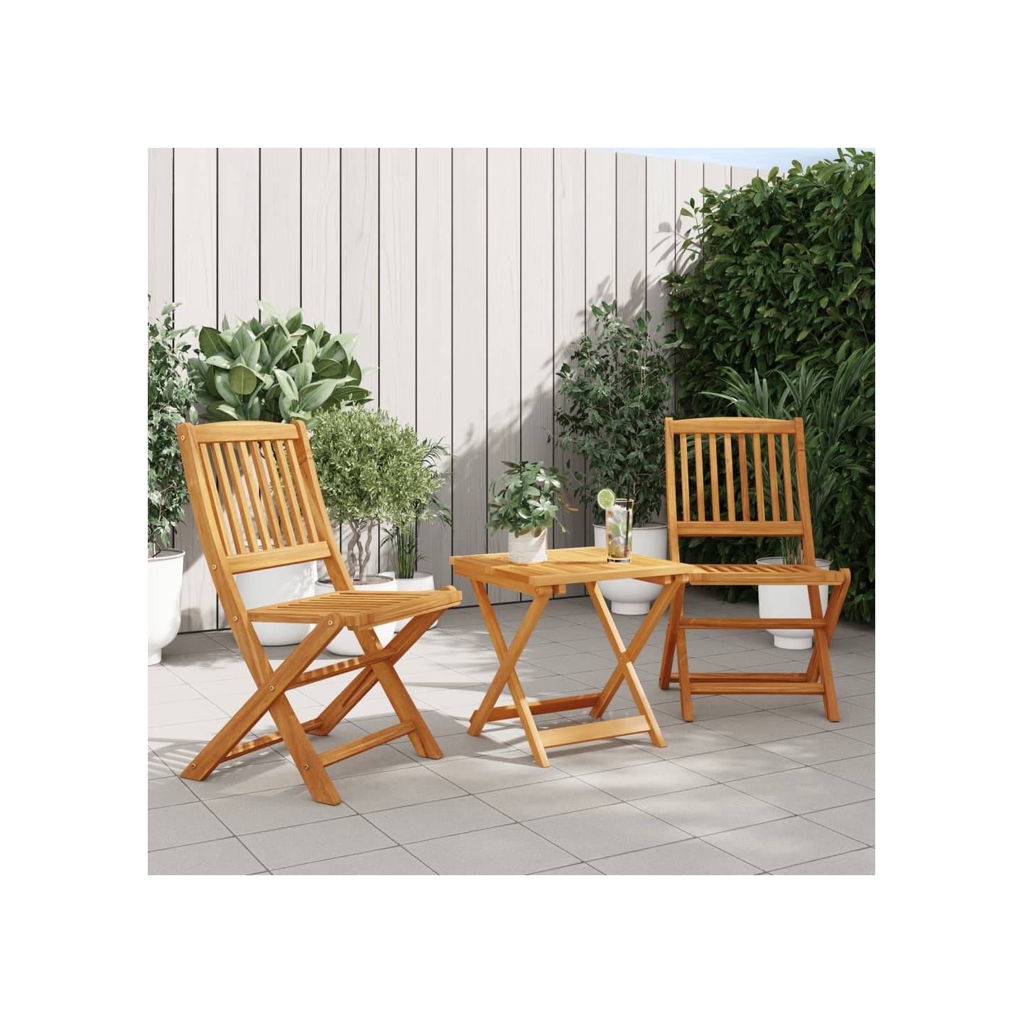 Ensemble à manger de jardin pliable 3 pcs bois d'acacia massif
