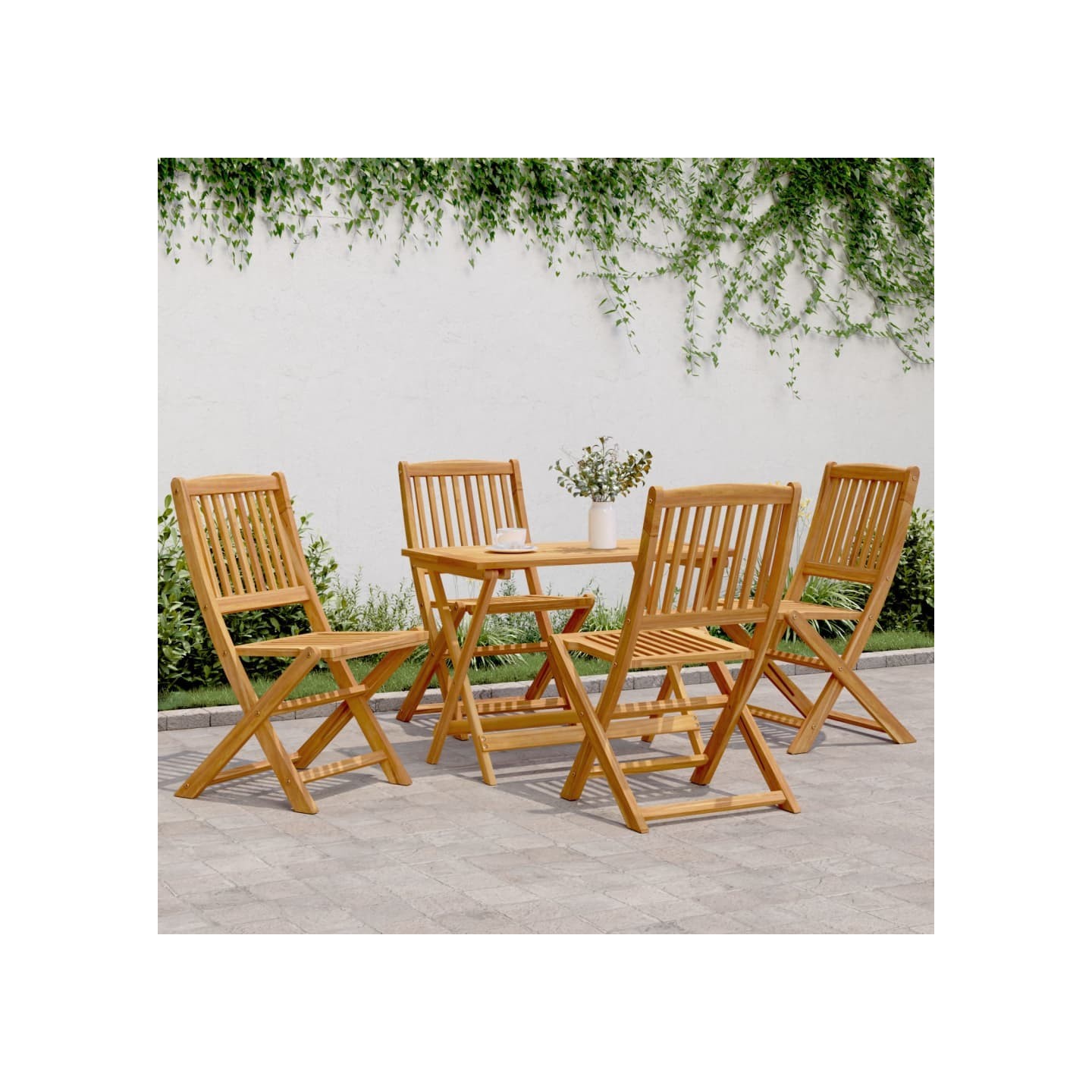 Ensemble à manger de jardin pliable 5 pcs bois massif d’acacia
