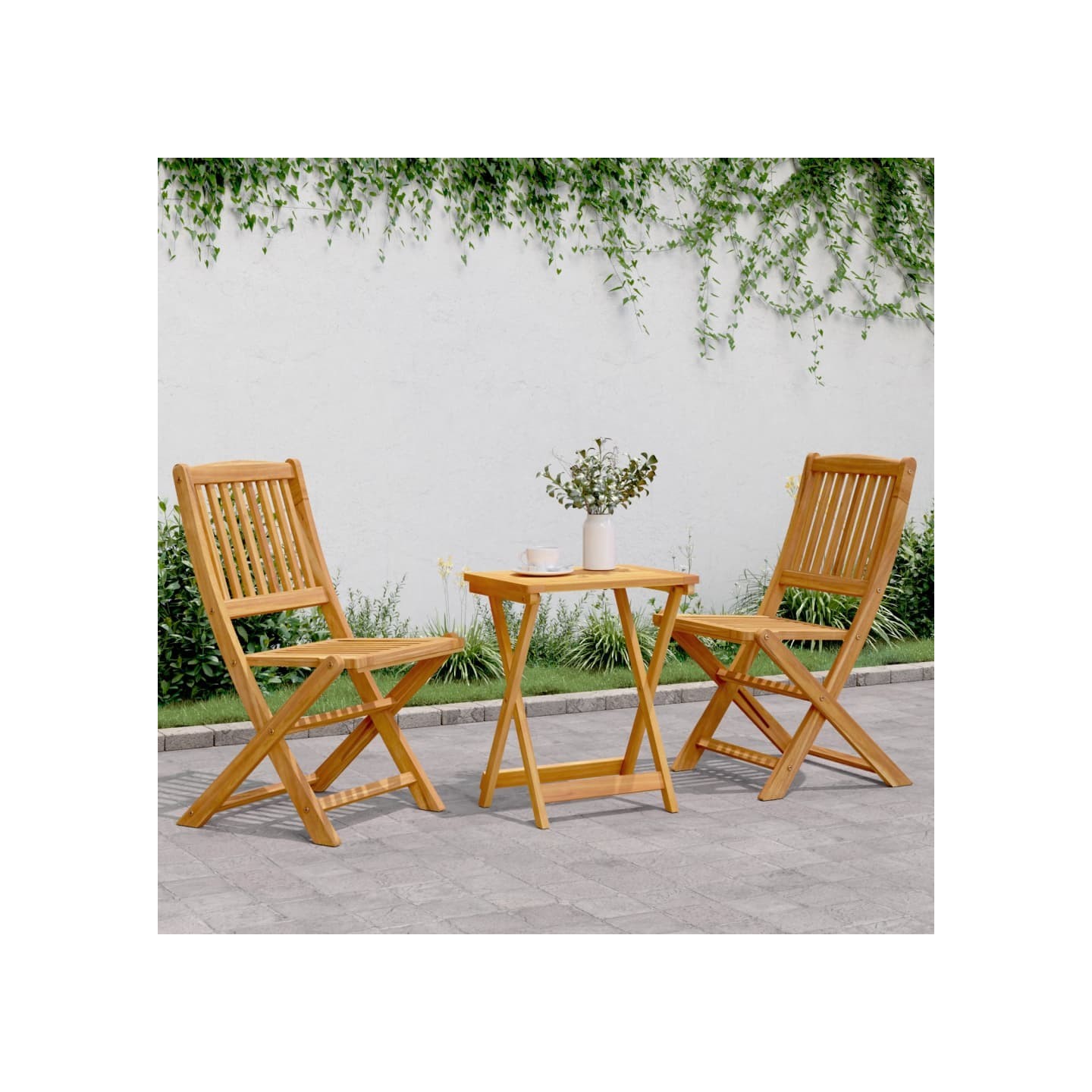 Ensemble à manger de jardin pliable 3 pcs bois d'acacia massif