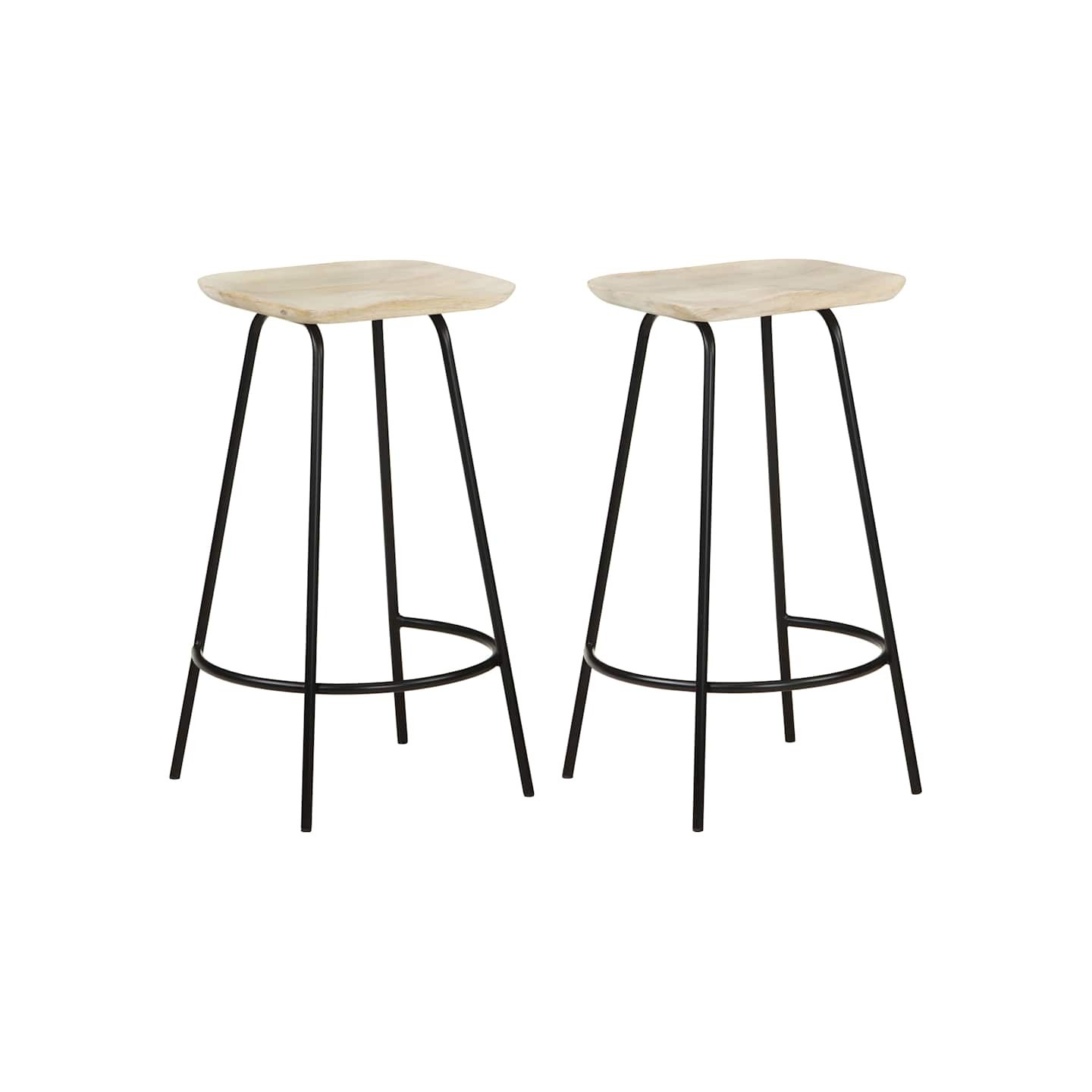 Tabourets de bar lot de 2 bois de manguier massif