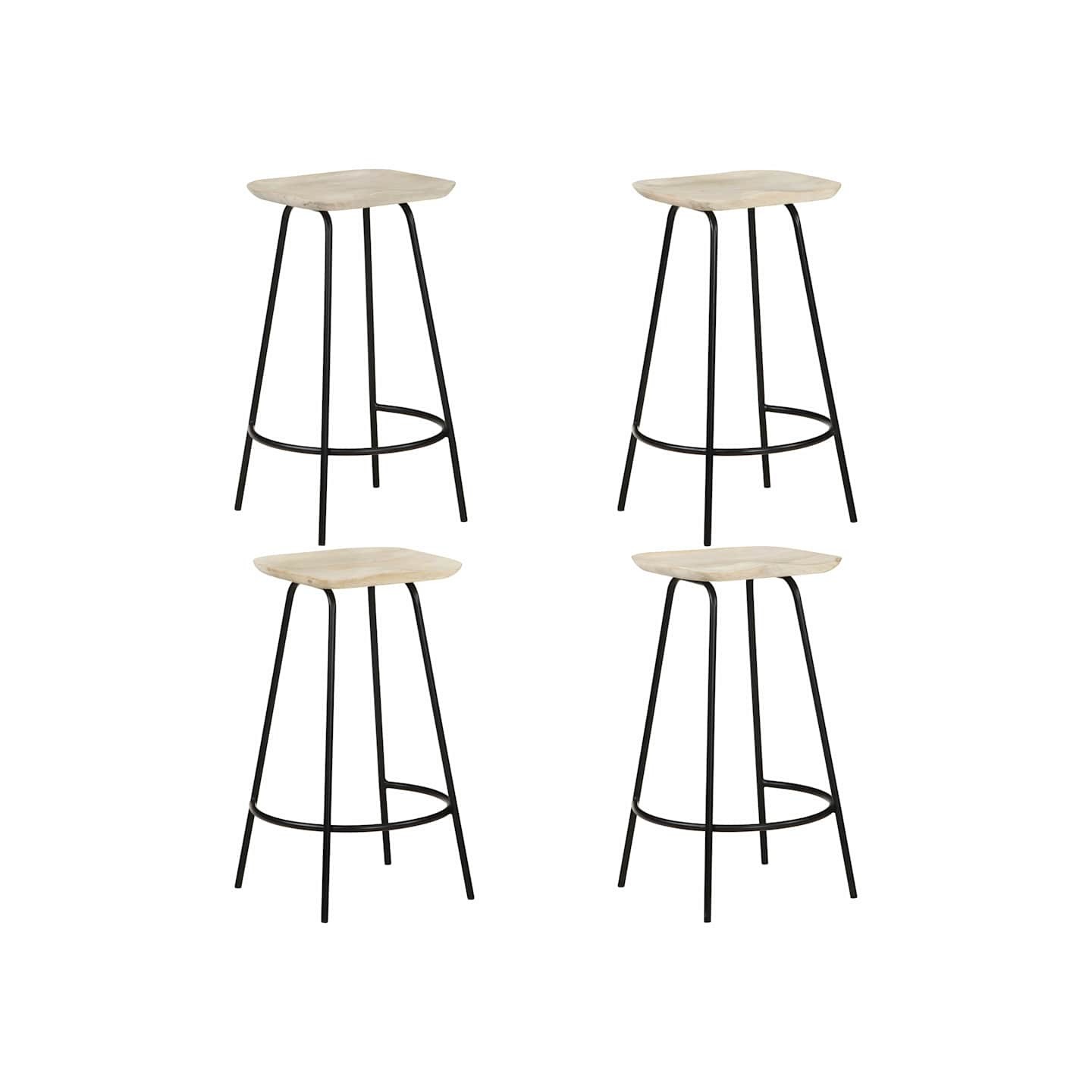 Tabourets de bar lot de 4 bois de manguier massif