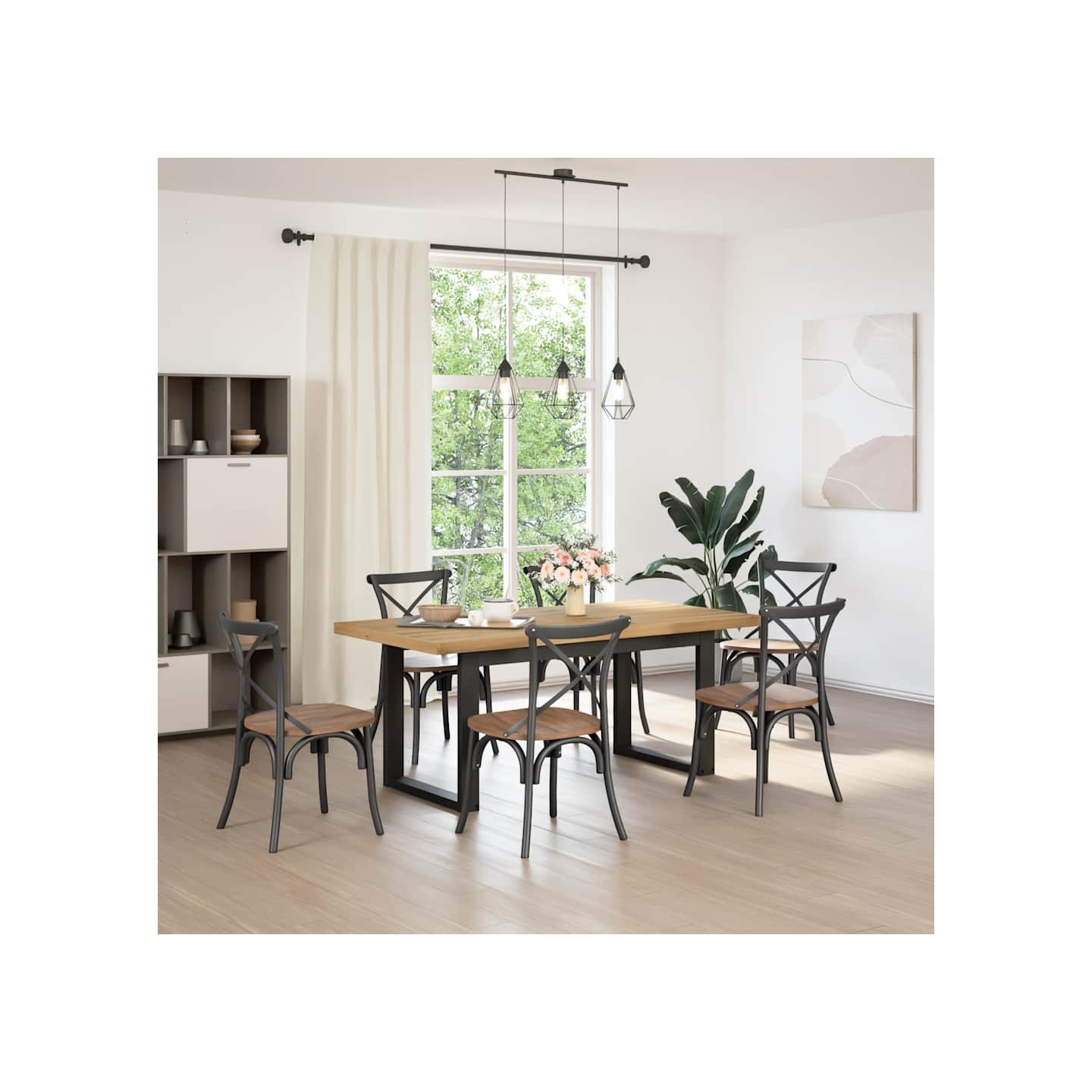 Table à manger NOAIN pieds en forme de U 180x90x75cm massif pin