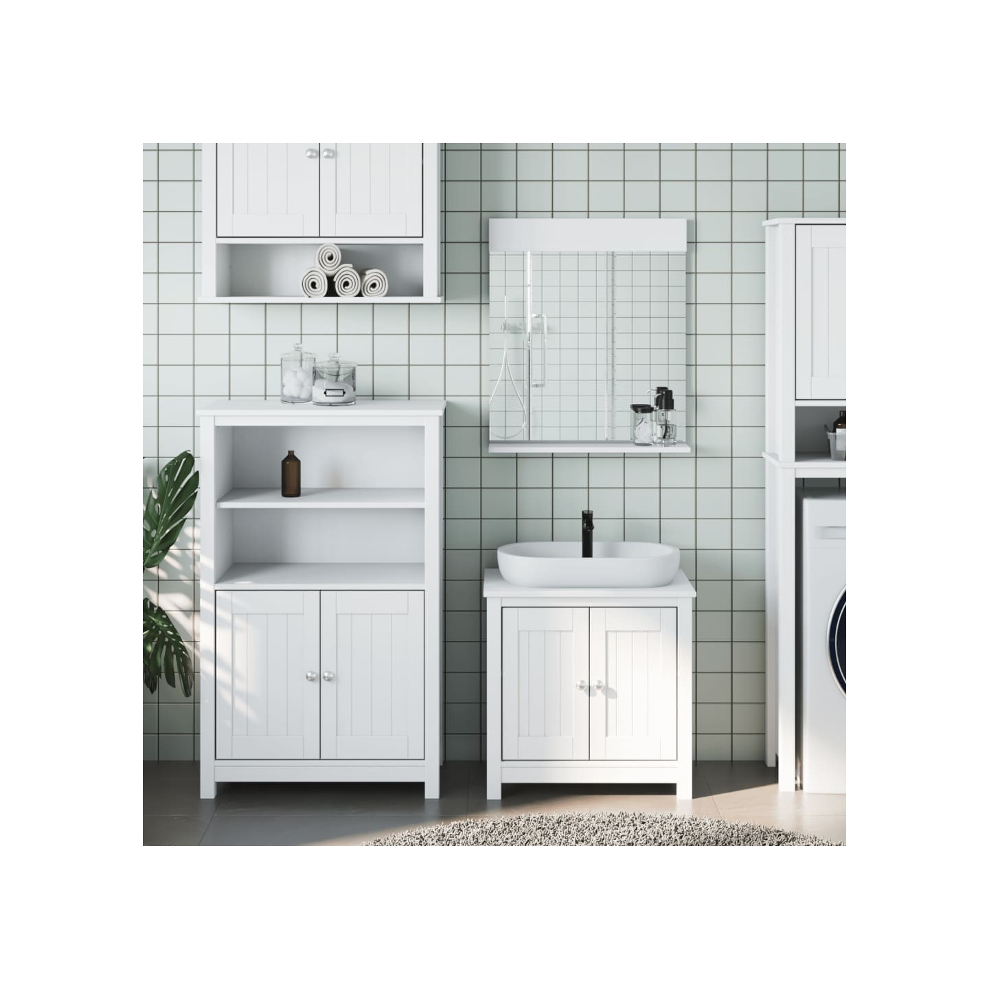 Meubles de salle de bain 3 pcs BERG blanc bois de pin massif