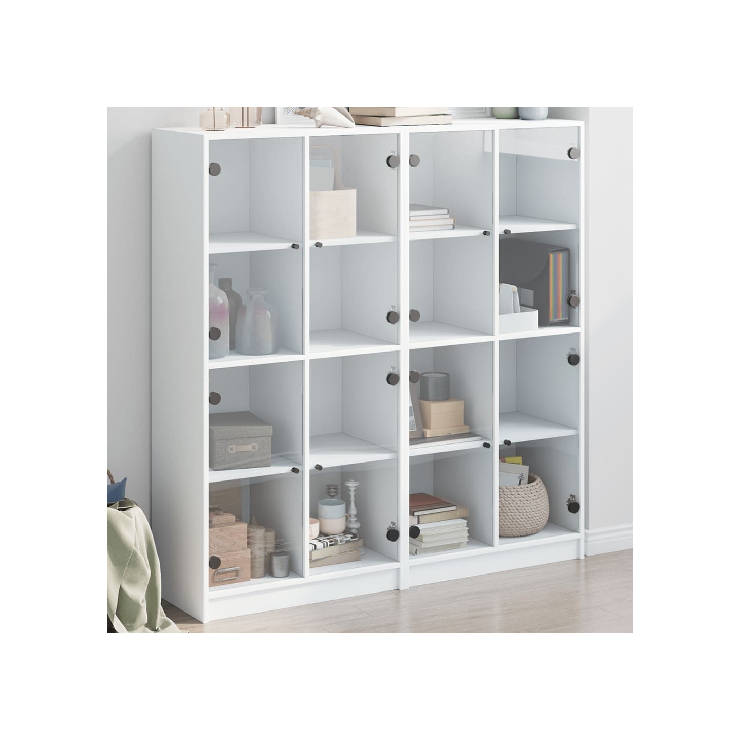 Bibliothèque avec portes blanc 136x37x142 cm bois d'ingénierie