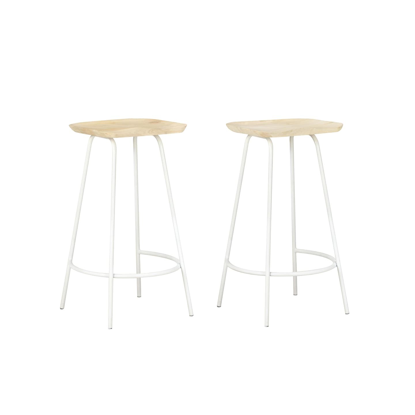 Tabourets de bar lot de 2 bois de manguier massif