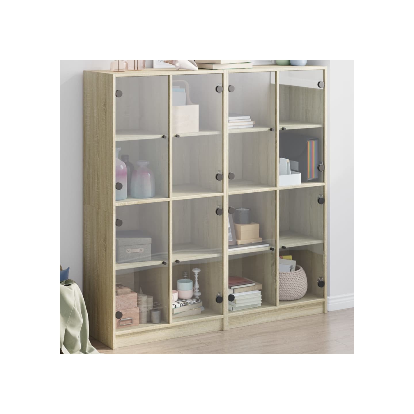 Bibliothèque avec portes chêne sonoma 136x37x142 cm