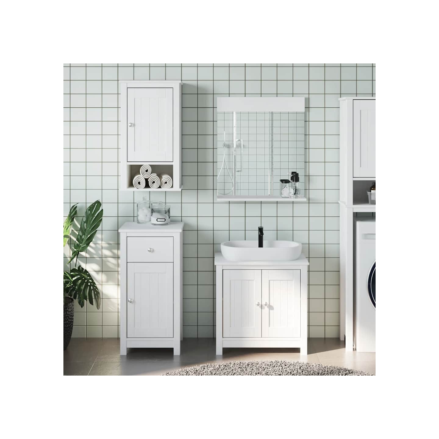 Meubles de salle de bain 3 pcs BERG blanc bois de pin massif