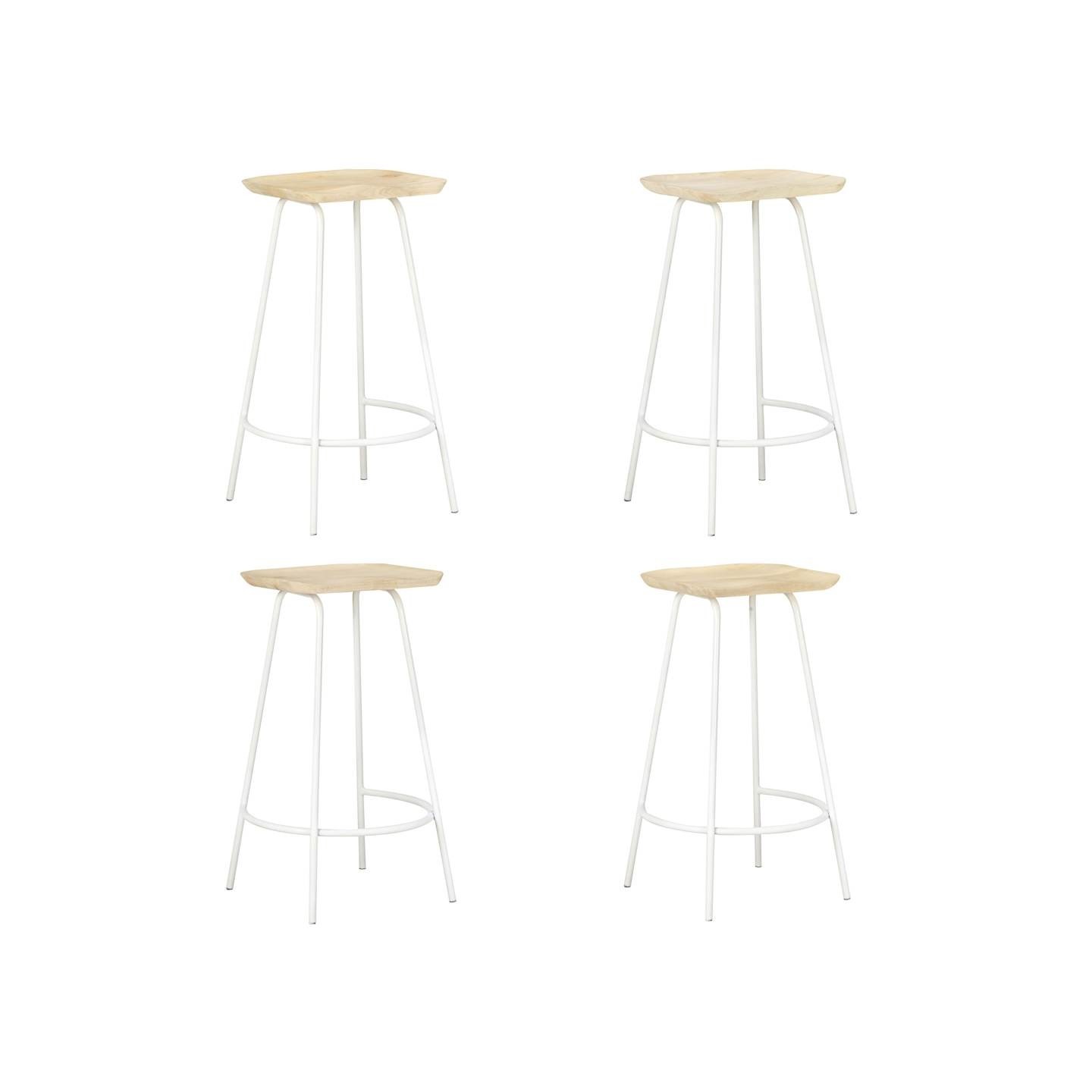 Tabourets de bar lot de 4 bois de manguier massif